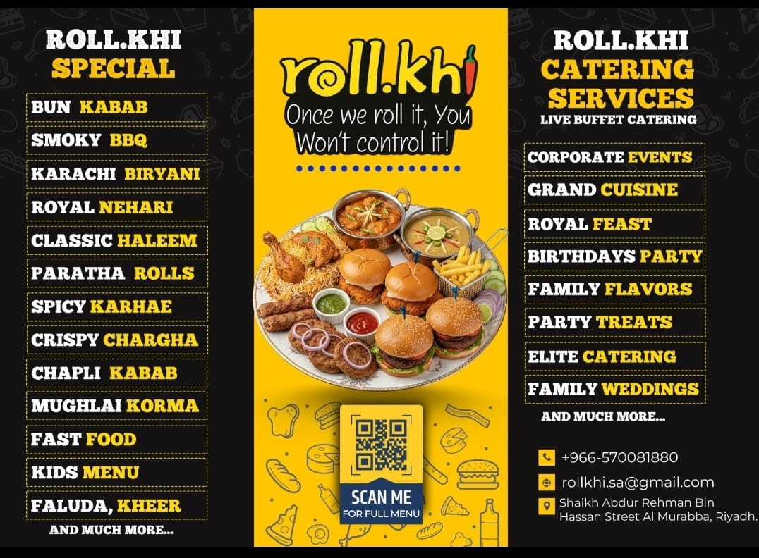 Catering services available Pakistani cuisine in Riyadh city only.
