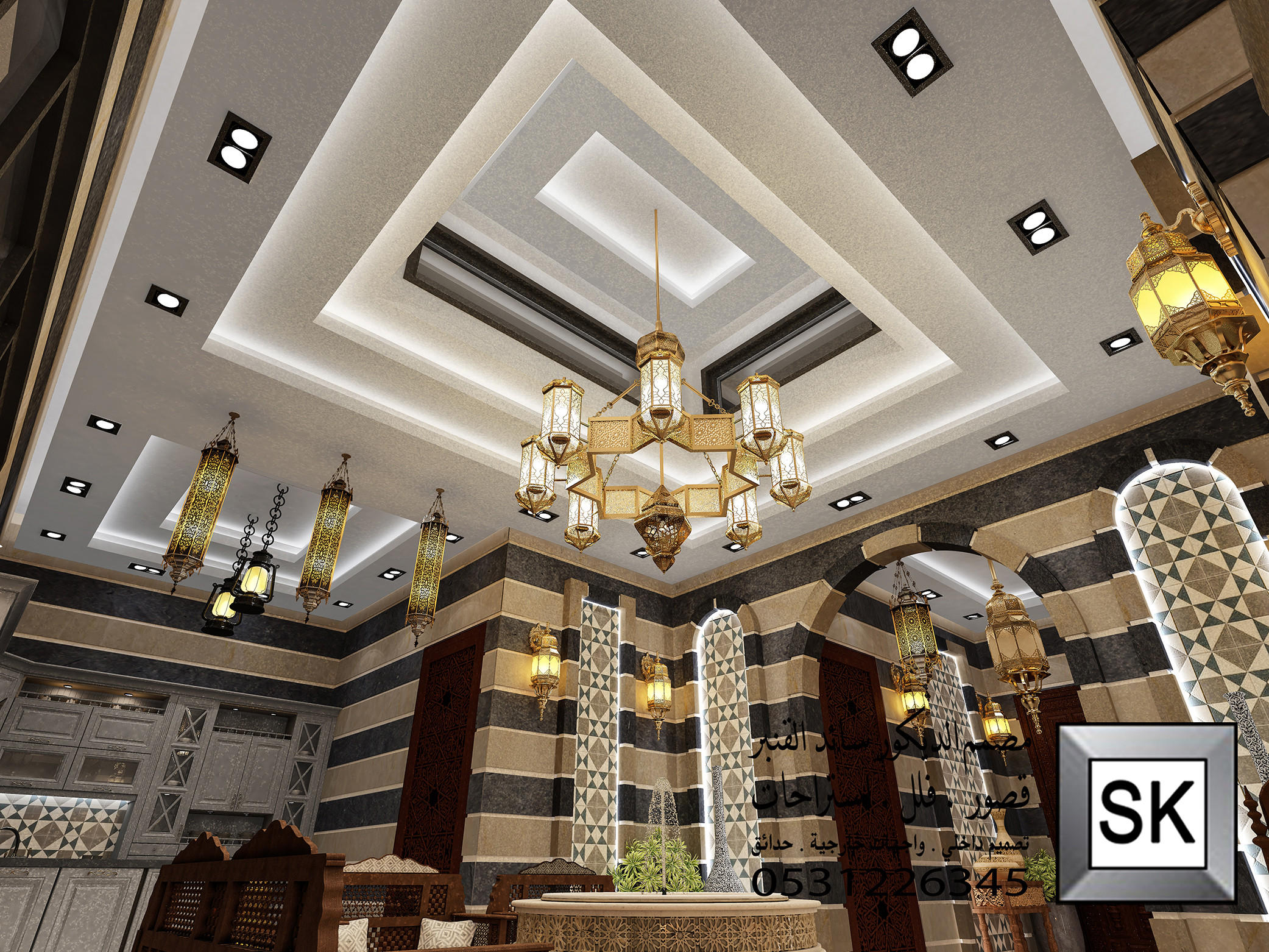 مصمم ديكور مجالس دمشقية فخمة في السعودية