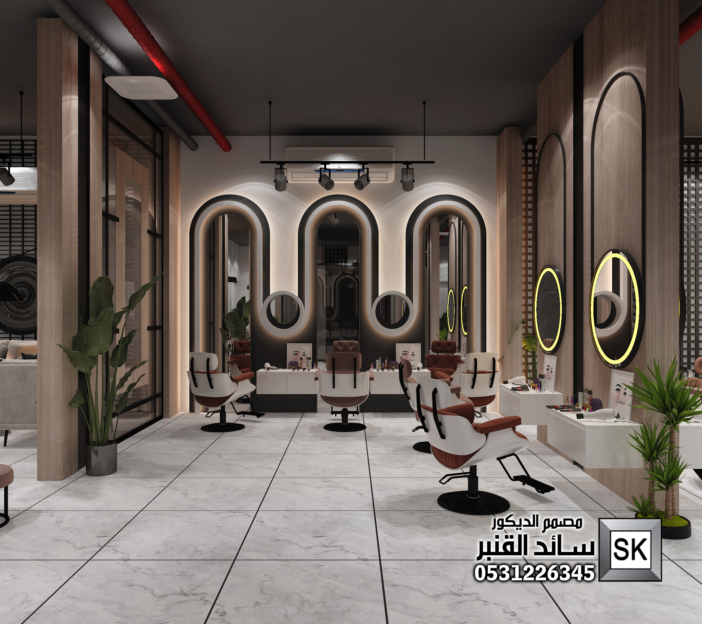 تصميم و تشطيب مشغل تزيين نسائي فاخر في الرياض