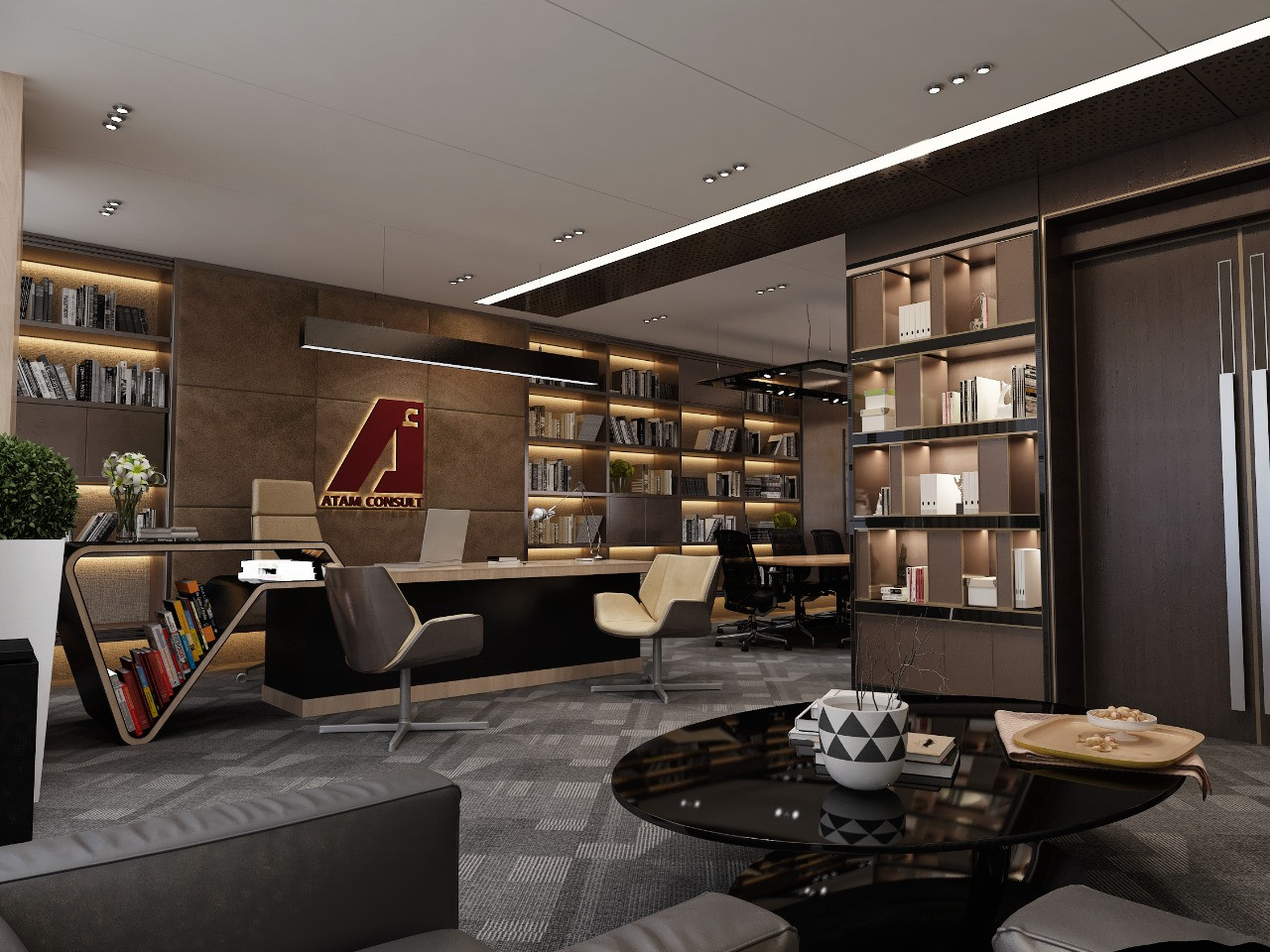 تصميم و تشطيب مكاتب و غرف إجتماعات فندقية فخمة في الرياض