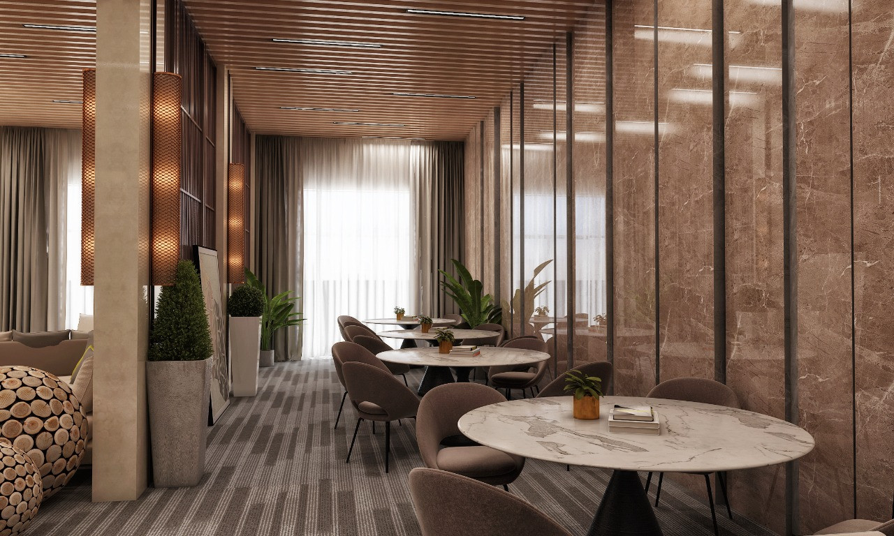 تصميم و تشطيب لوبي إستقبال فندقي فاخر في السعودية