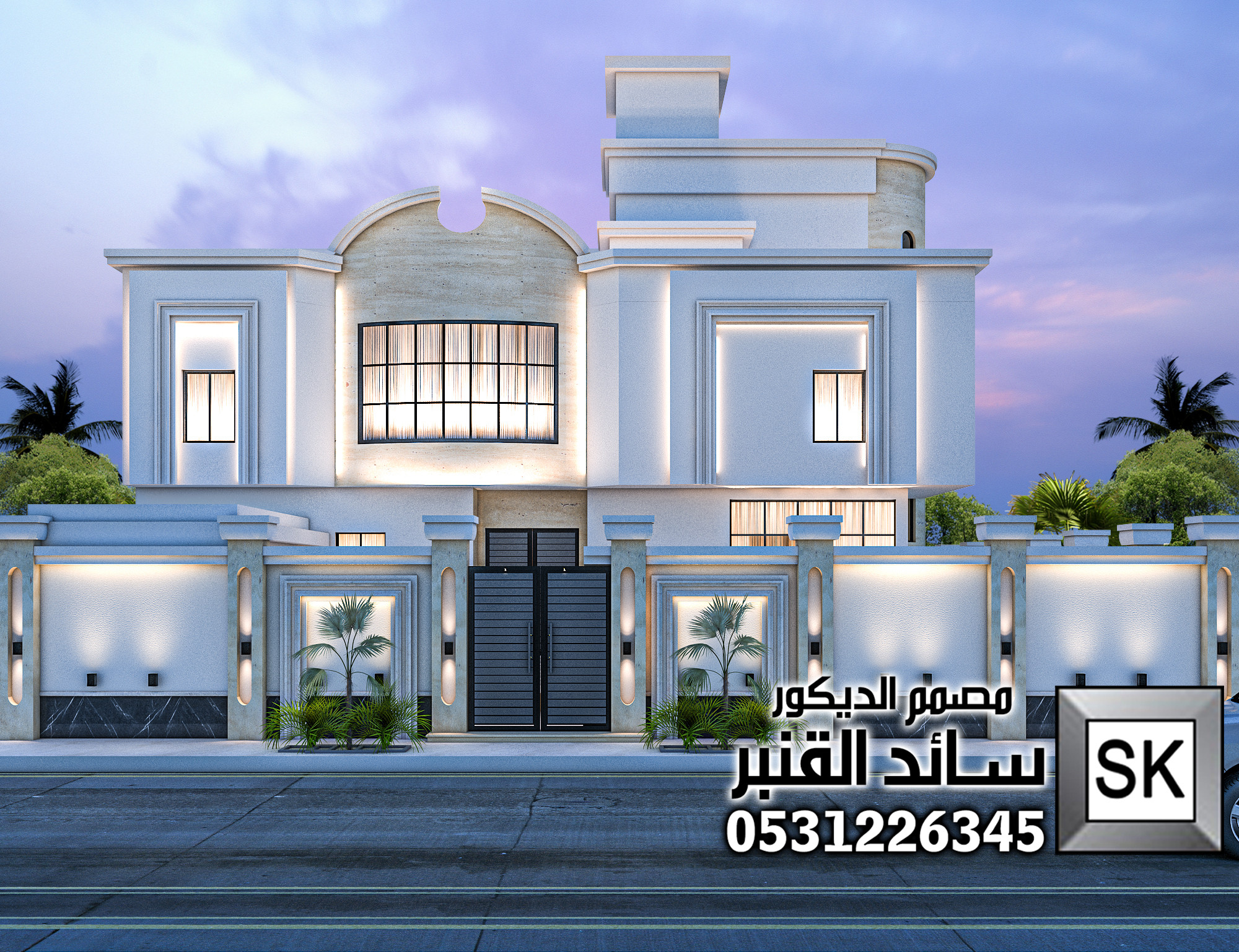 تصميم و ترميم و تطوير واجهة فلل خارجية نيوكلاسيك فخمة في الرياض