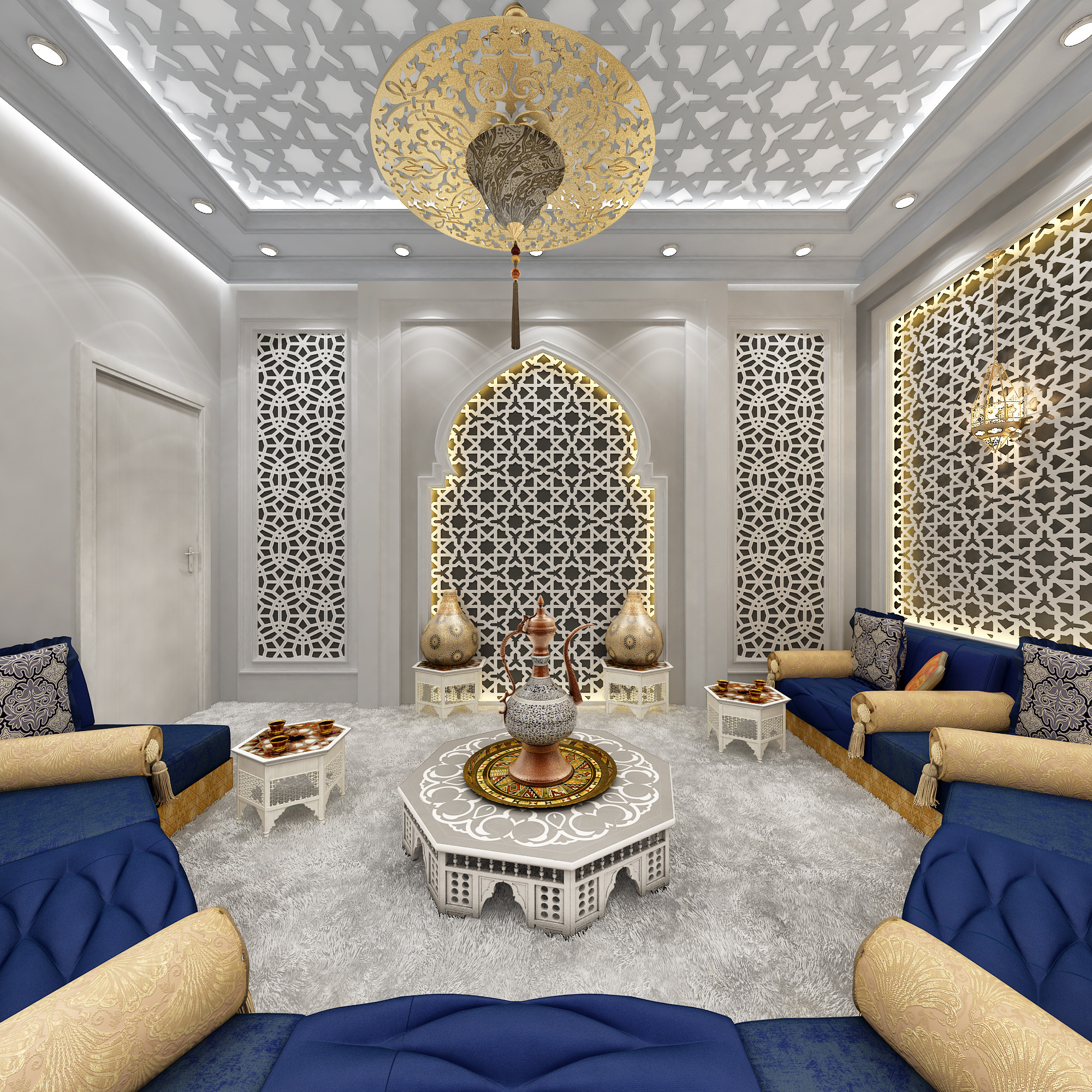 تصميم تشطيب مجالس مغربية و أندلسية فخمة في الرياض