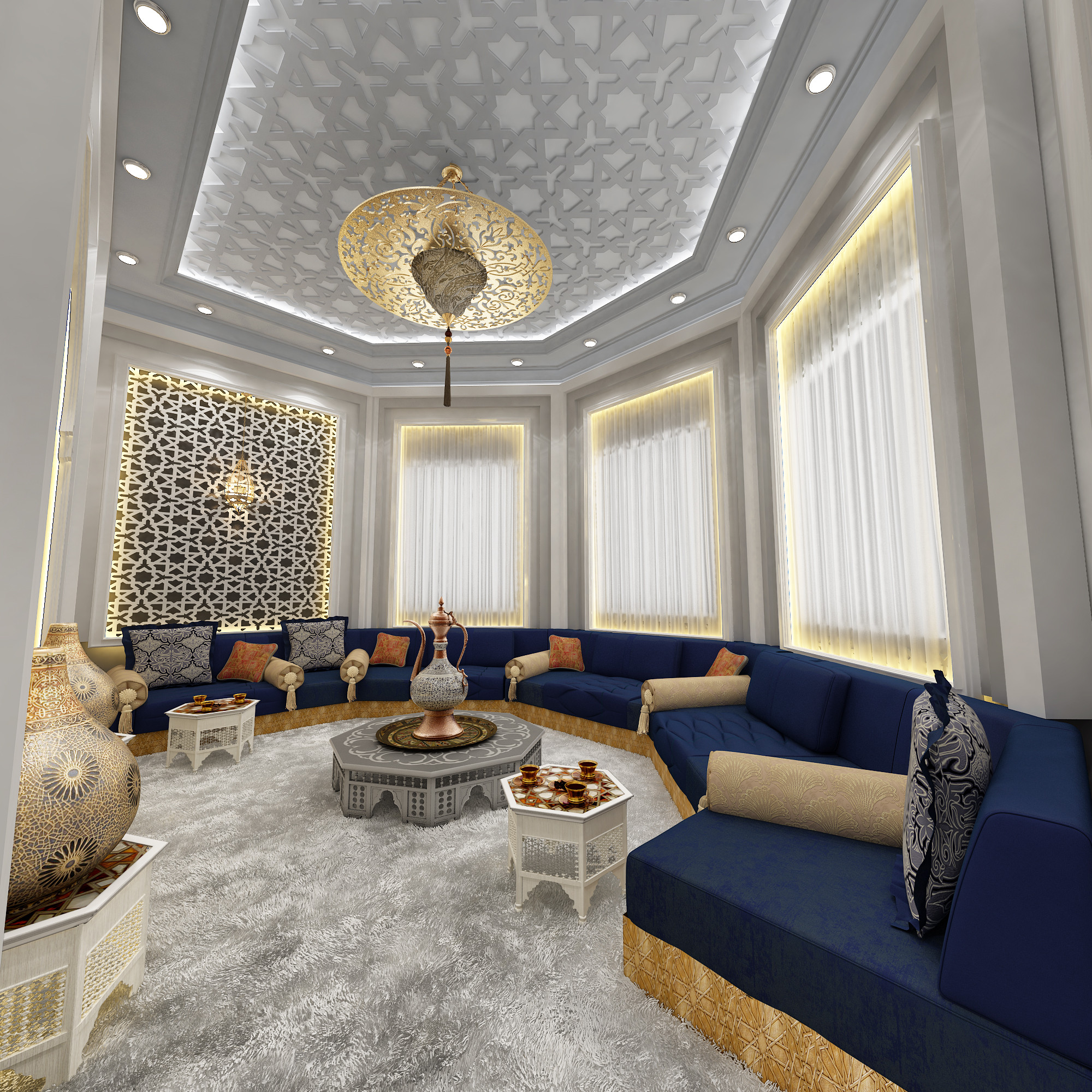 تصميم تشطيب مجالس مغربية و أندلسية فخمة في الرياض