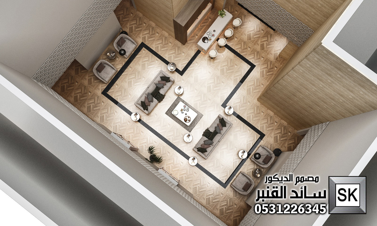 تصميم و تشطيب لوبي إستقبال فندقي في الرياض