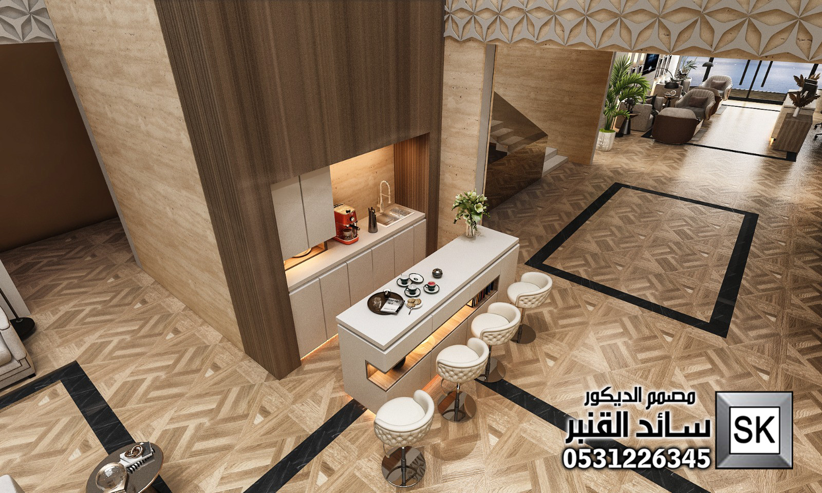 تصميم لوبي إستقبال شقق فندقية في جدة