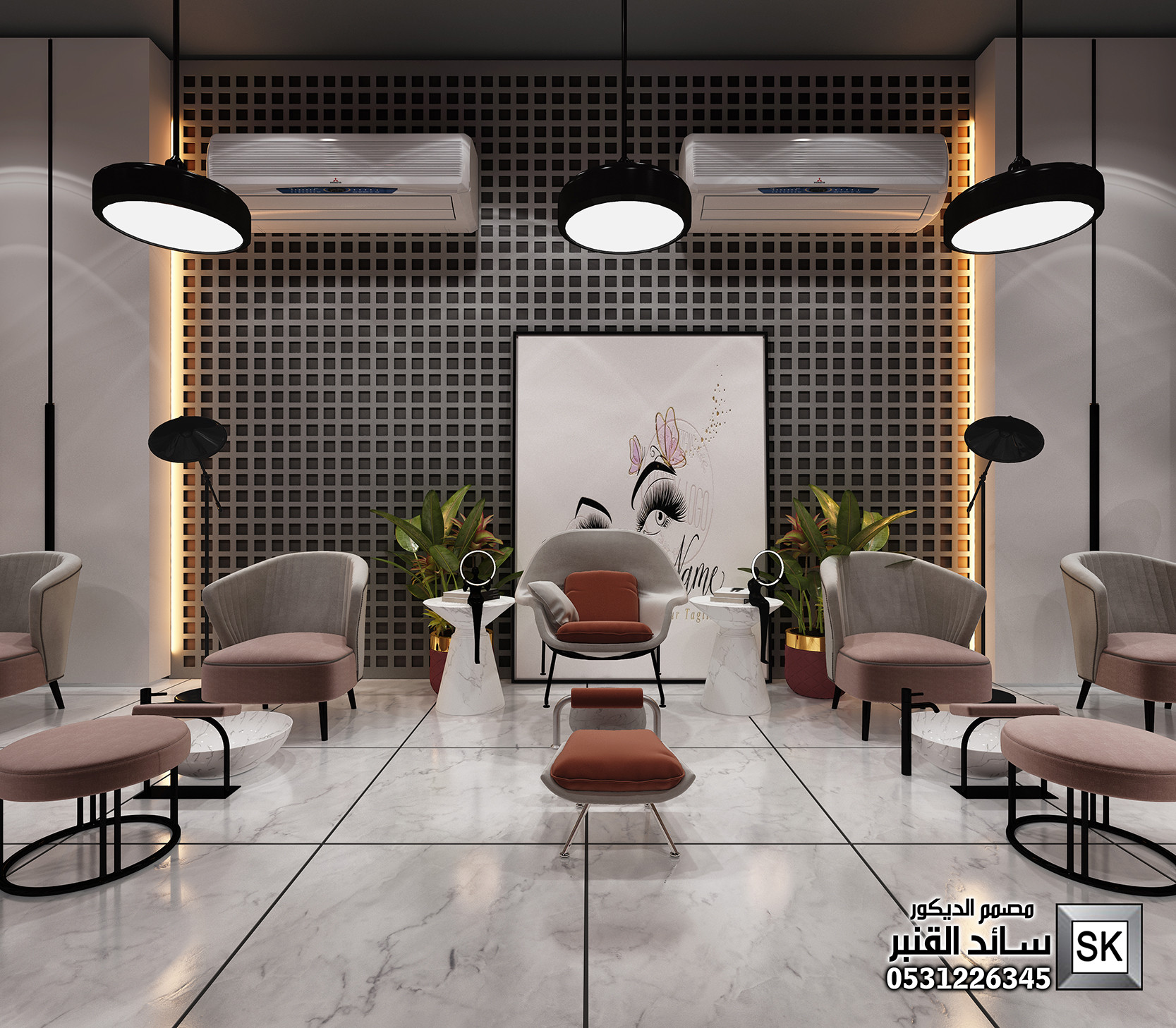 تصميم مشغل نسائي و سبا في الرياض من أعمال المصمم سائد القنبر