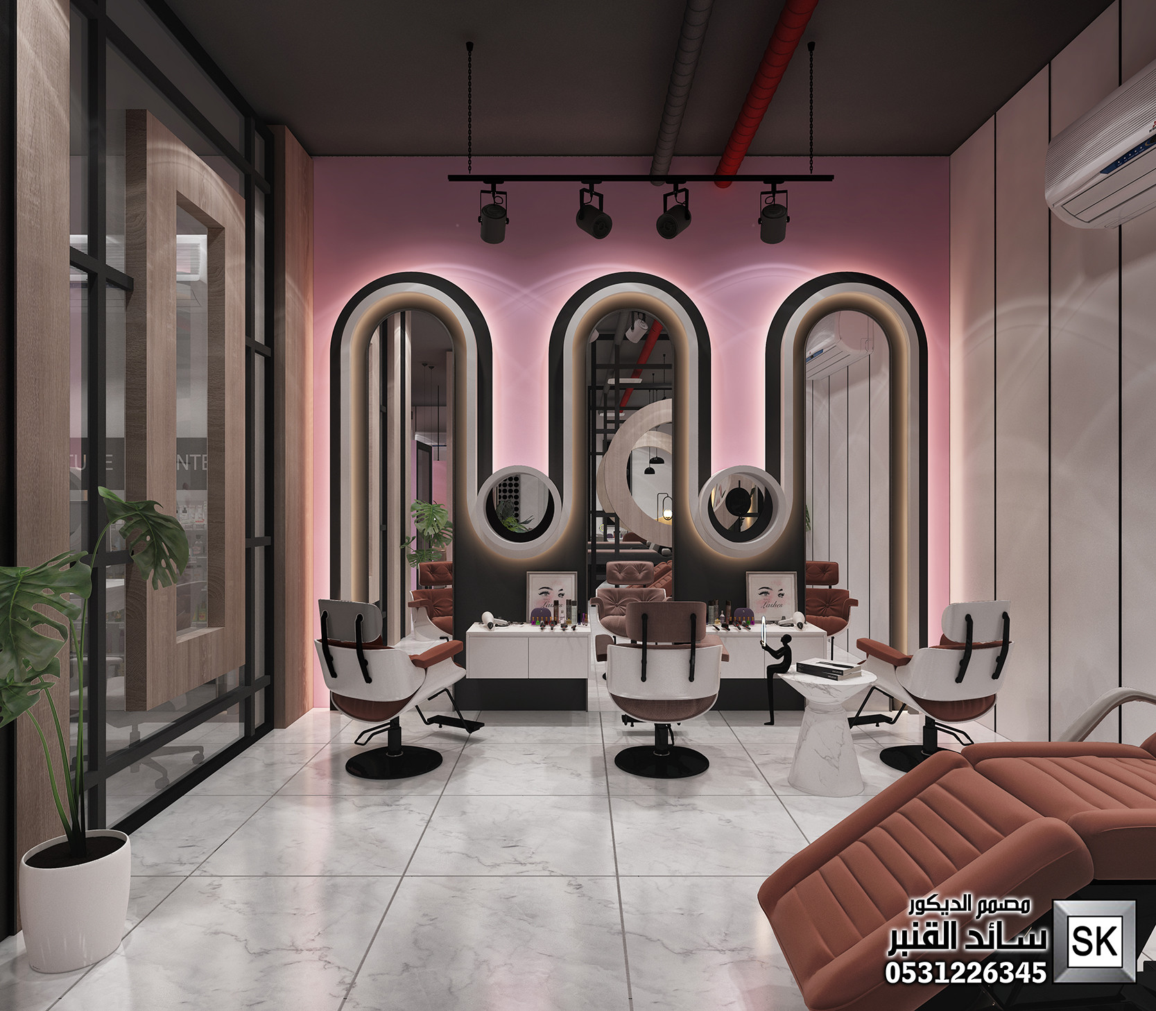 تصميم مشغل نسائي و سبا في الرياض من أعمال المصمم سائد القنبر