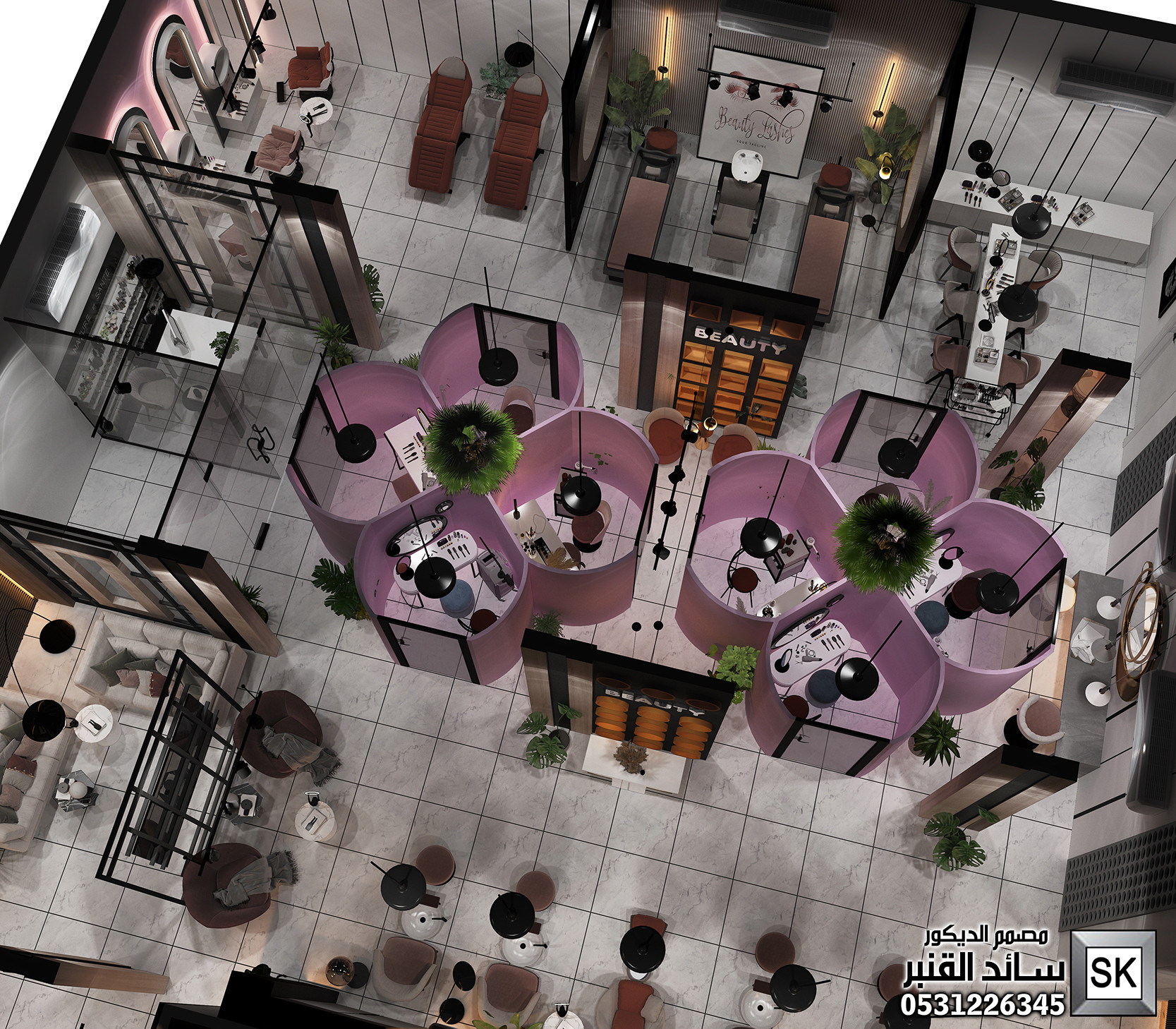 صالونات تجميل و سبا و حمام مغربي في الرياض من أعمال المصمم سائد القنبر