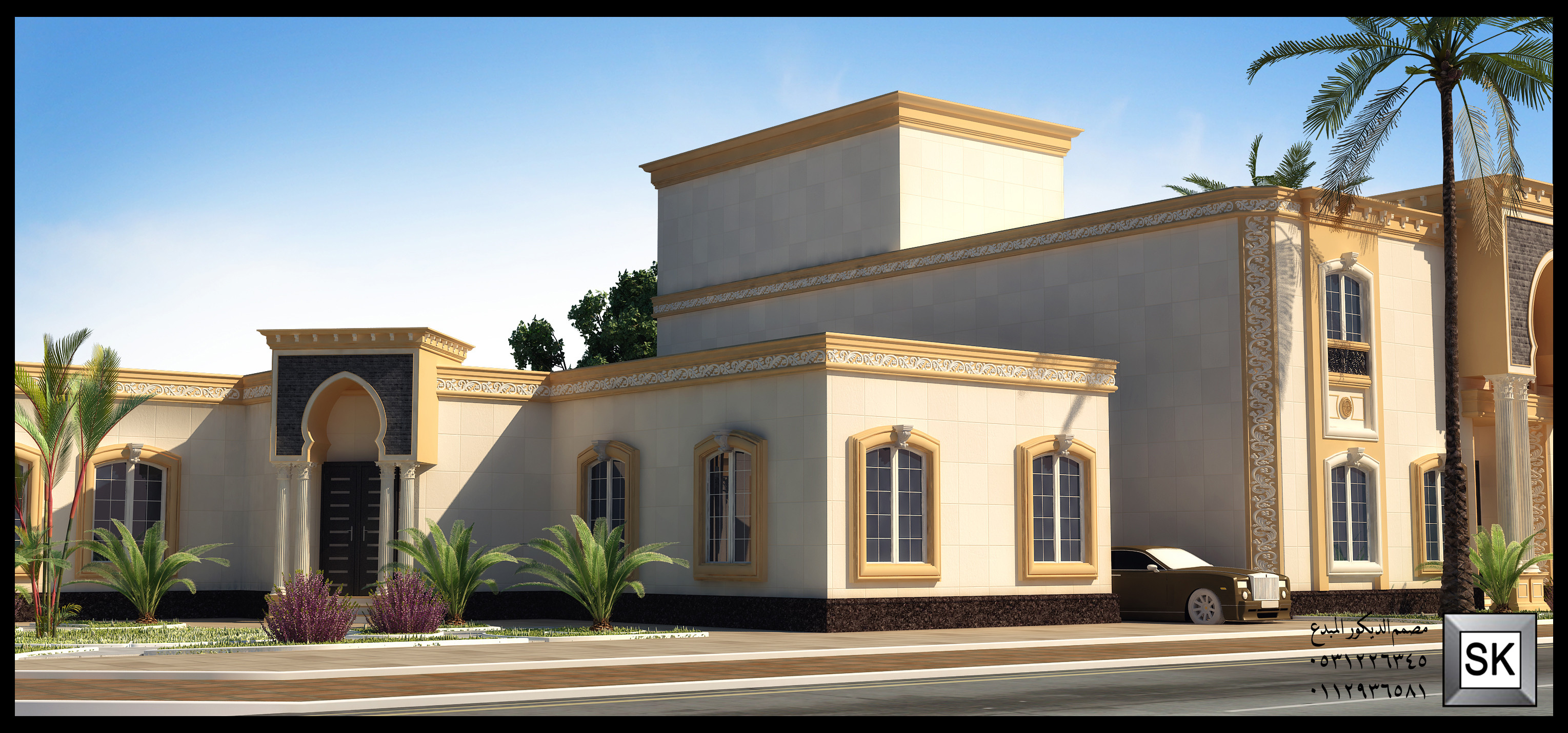 واجهة قصر سكني فاخر في السعودية من تصميم مصمم الديكور سائد القنبر