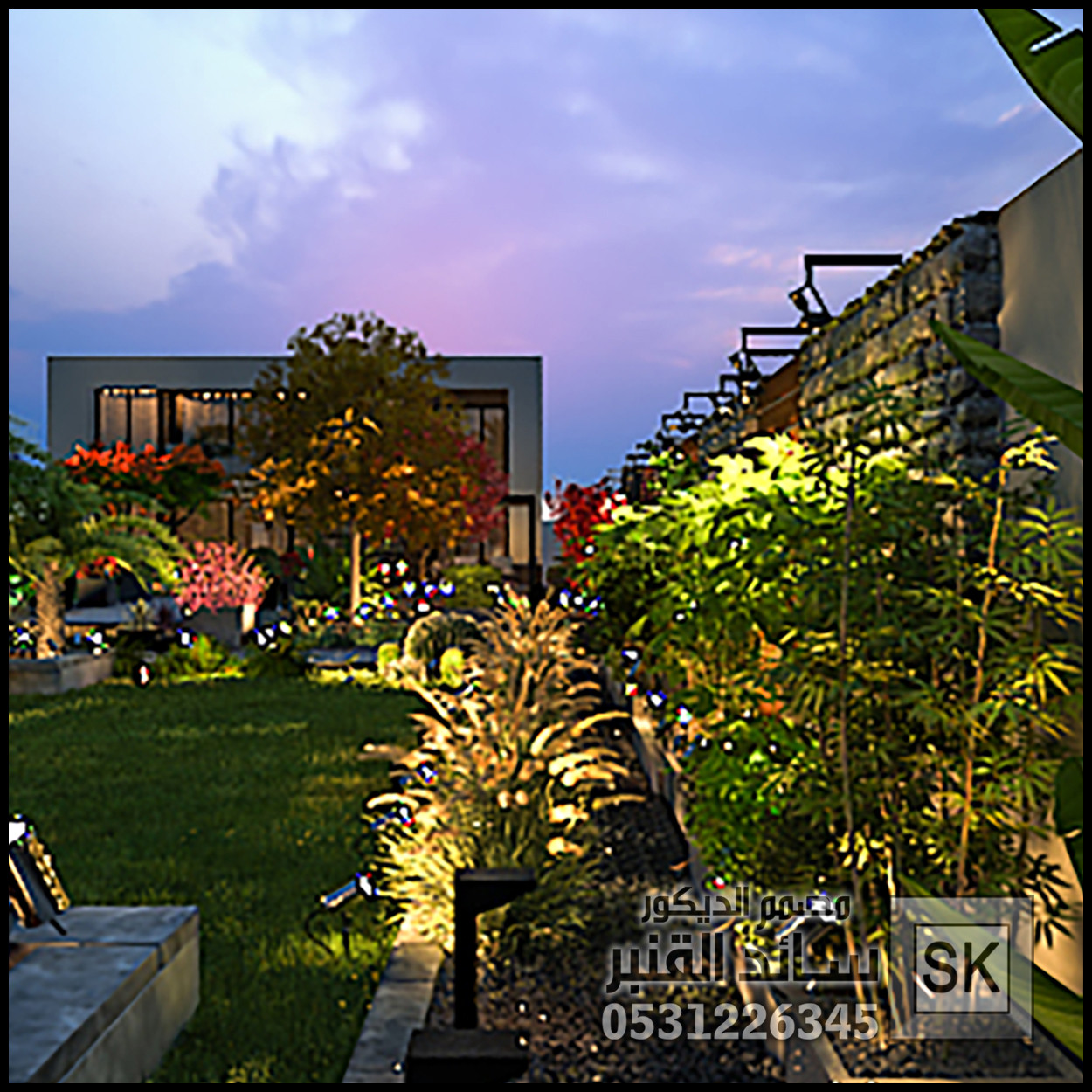 لاندسكيب إستراحات فخمة في القصيم من أعمال مصمم الاندسكيب سائد القنبر