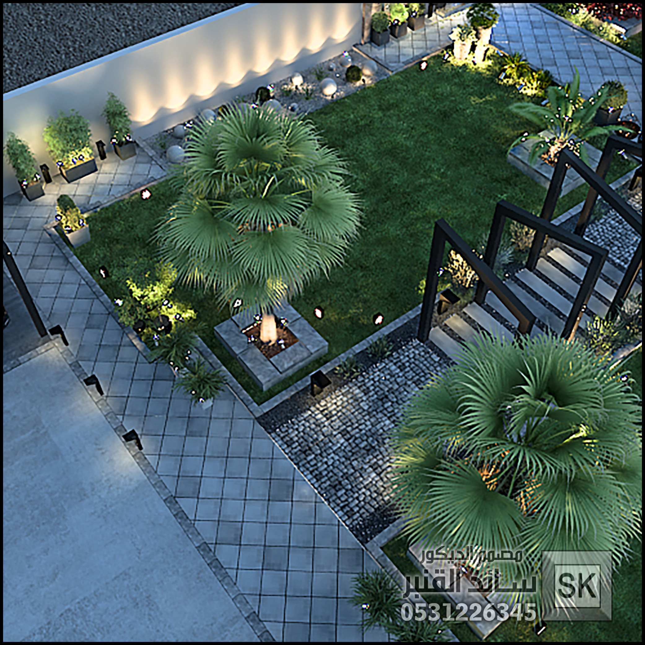 لاندسكيب إستراحات فخمة في القصيم من أعمال مصمم الاندسكيب سائد القنبر