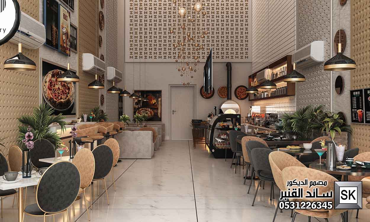 تصميم كافيه و مطعم فاخر في الرياض من أعمال مصمم الديكور سائد القنبر