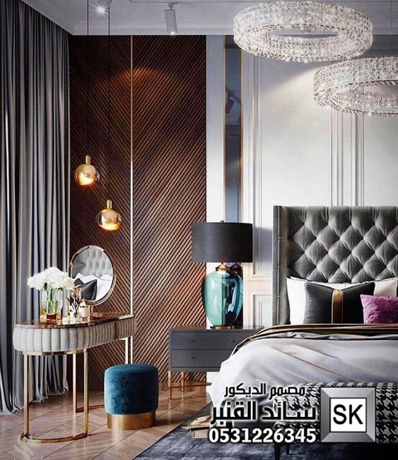 غرف نوم رئيسية فندقية في السعودية من أعمال مصمم الديكور سائد القنبر
