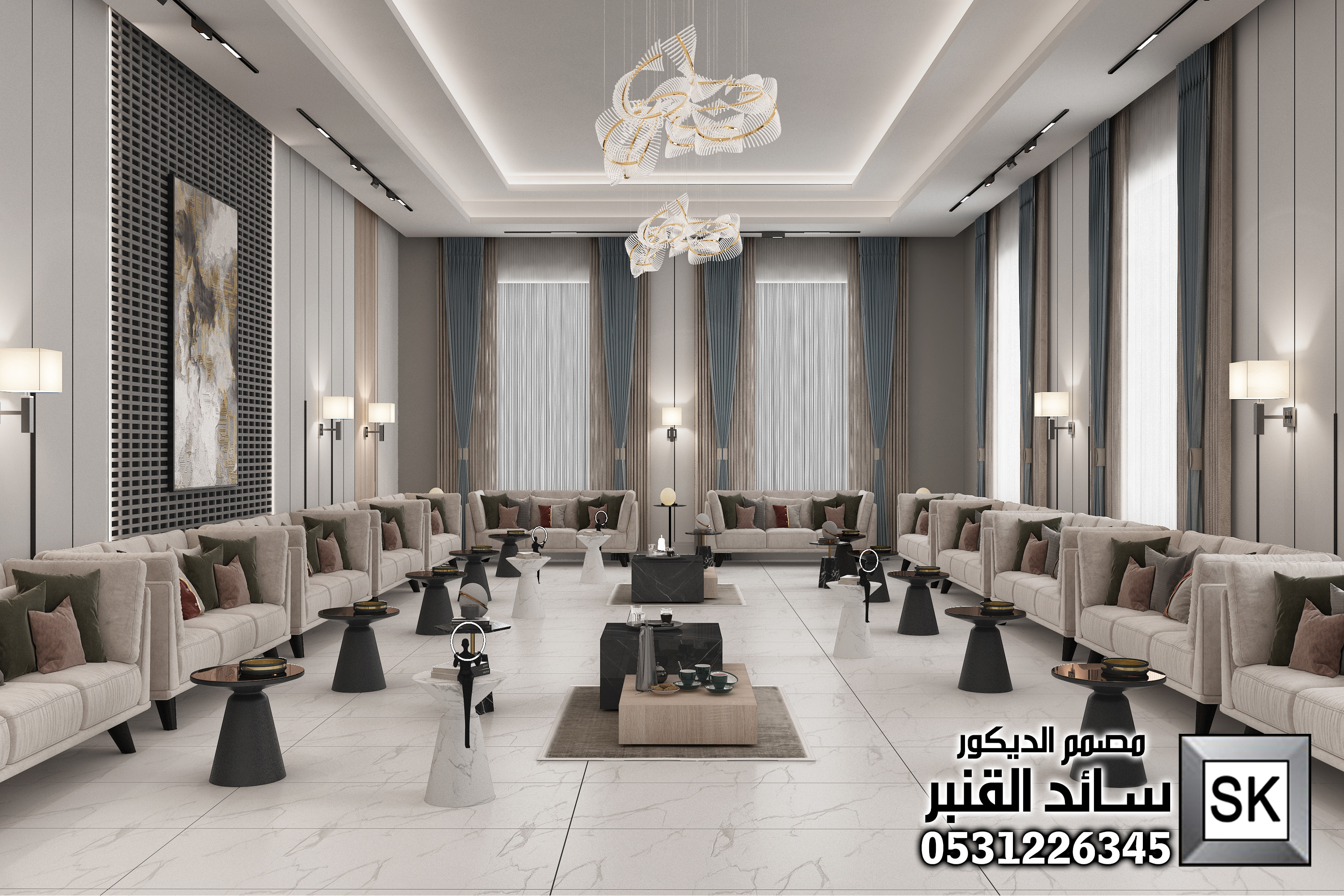 مجالس ضيافة رجال فخمة في الدوادمي بالرياض من أعمال مصمم الديكور سائد القنبر