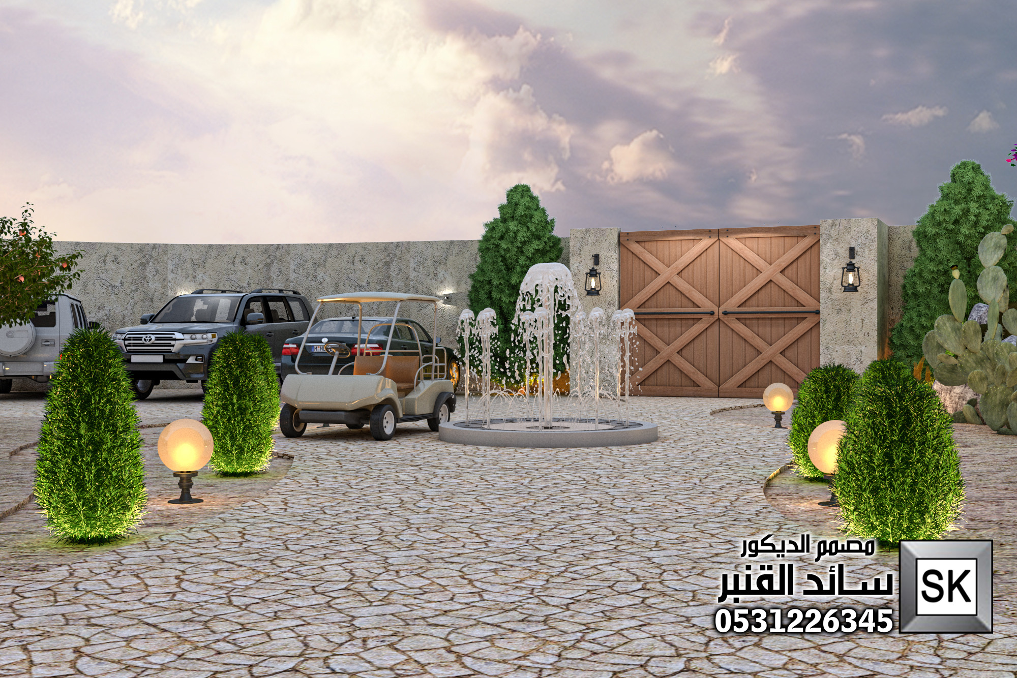 تصميم لاندسكيب مزارع فخمة في الطائف من أعمال مصمم الديكور سائد القنبر