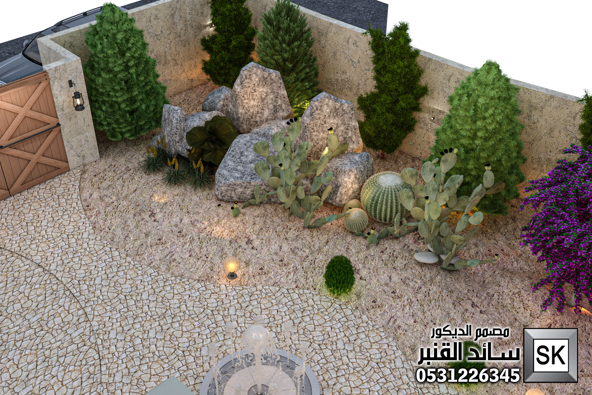 لانسكيب مزرعة فخمة في الطائف من أعمال مصمم الاندسكيب سائد القنبر