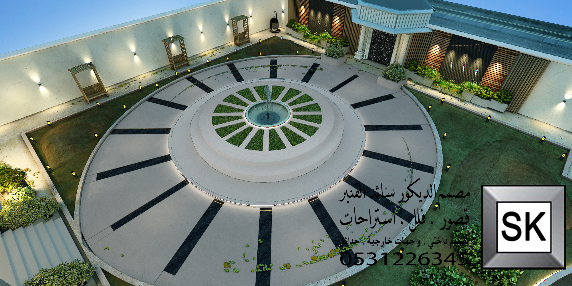 لاندسكيب قصر فاخر في نجران من أعمال مصمم الاندسكيب سائد القنبر