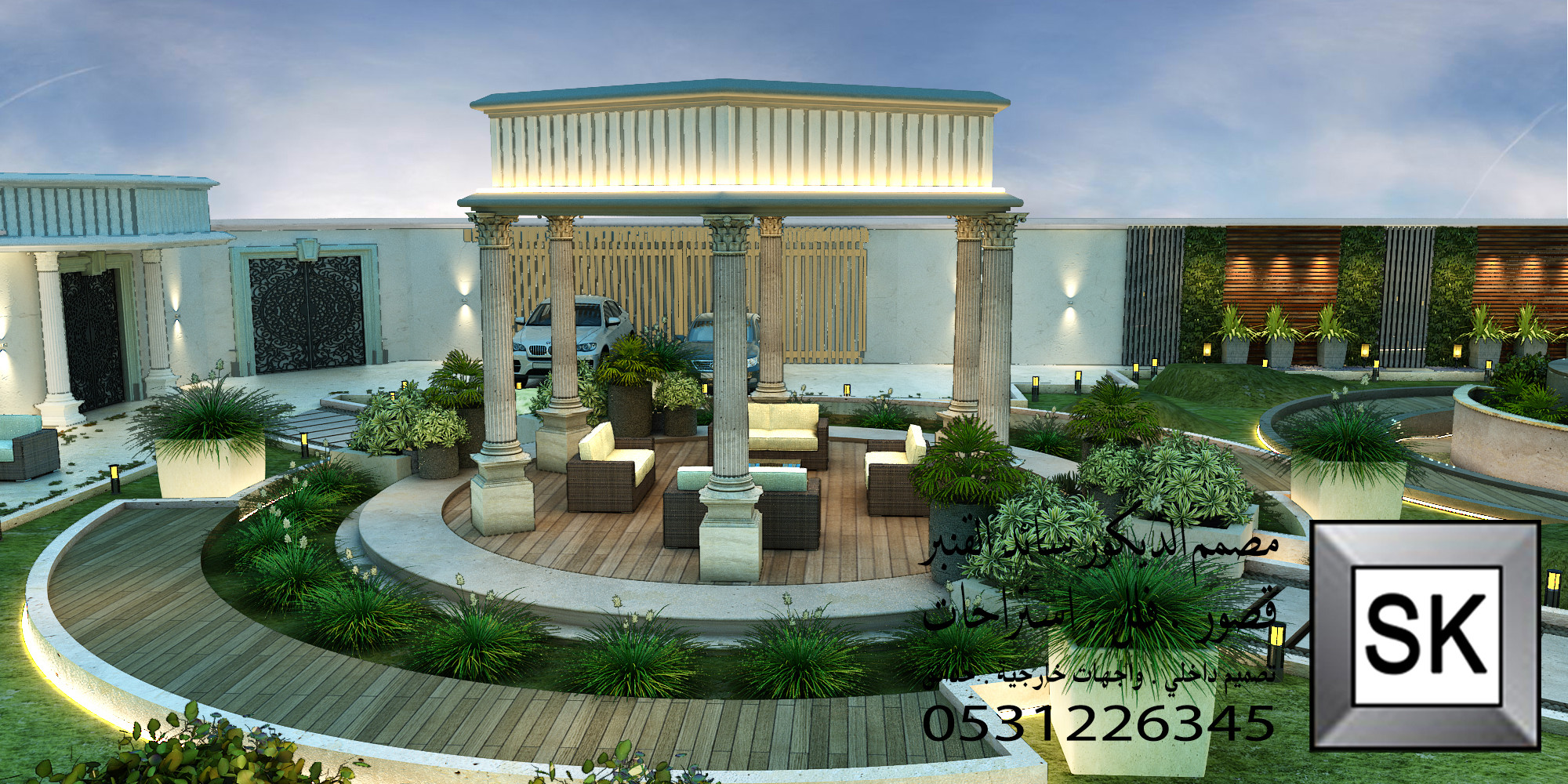 لاندسكيب قصر فاخر في نجران من أعمال مصمم الاندسكيب سائد القنبر