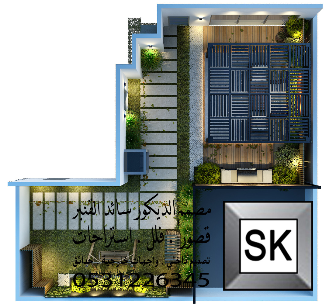 لاندسكيب منزلي فاخر في القصيم من أغمال مصمم الديكور سائد القنبر