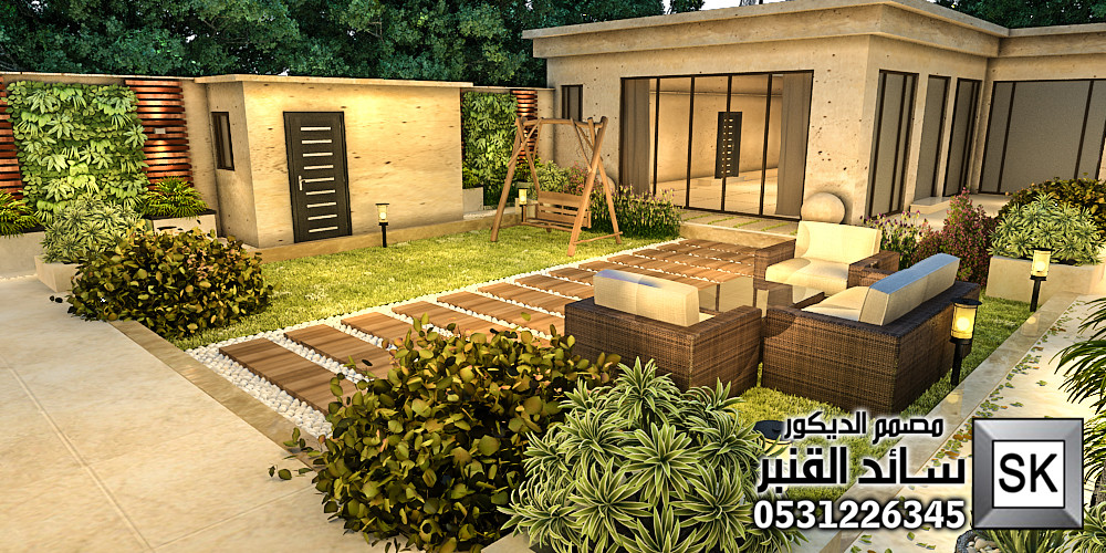 تصميم و تنفيذ لاندسكيب إستراحات في القصيم من أعمال مصمم الاندسكيب سائد القنبر