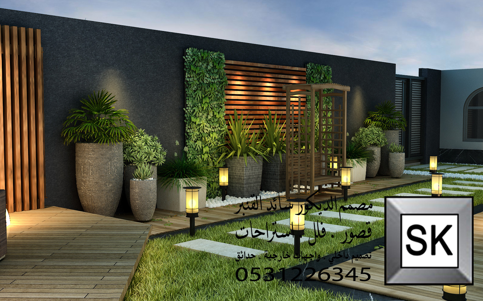 لاندسكيب منزلي فاخر  في الرياض من أعمال مصمم الاندسكيب سائد القنبر