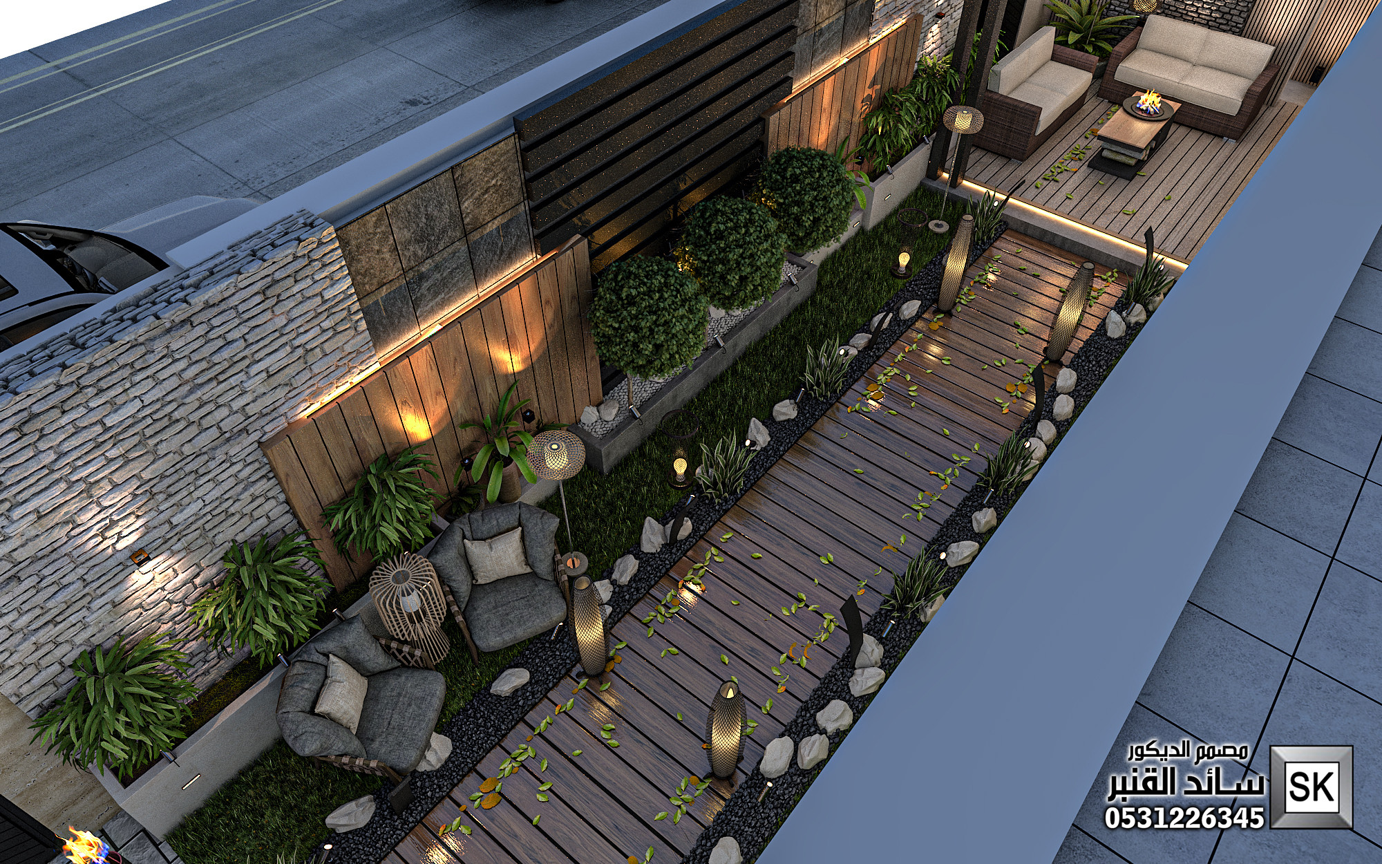 تصميم حدائق منزلية في الرياض من أعمال مصمم الحدائق سائد القنبر