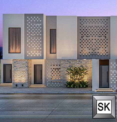 واجهة فلل و قصور في القصيم من أعمال مصمم الديكور سائد القنبر