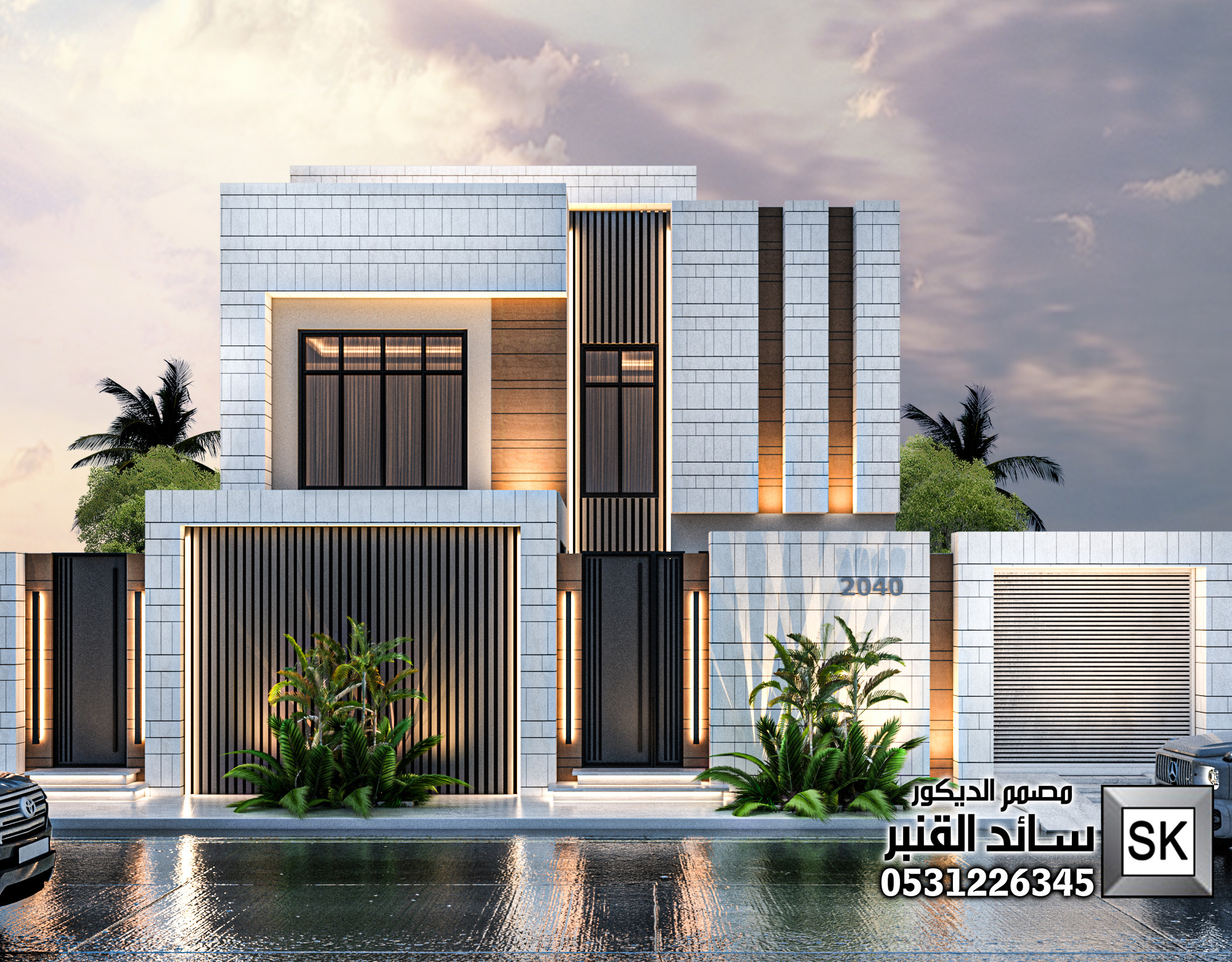 واجهة فيلا فخمة في الدمام من أعمال مصمم الديكور سائد القنبر