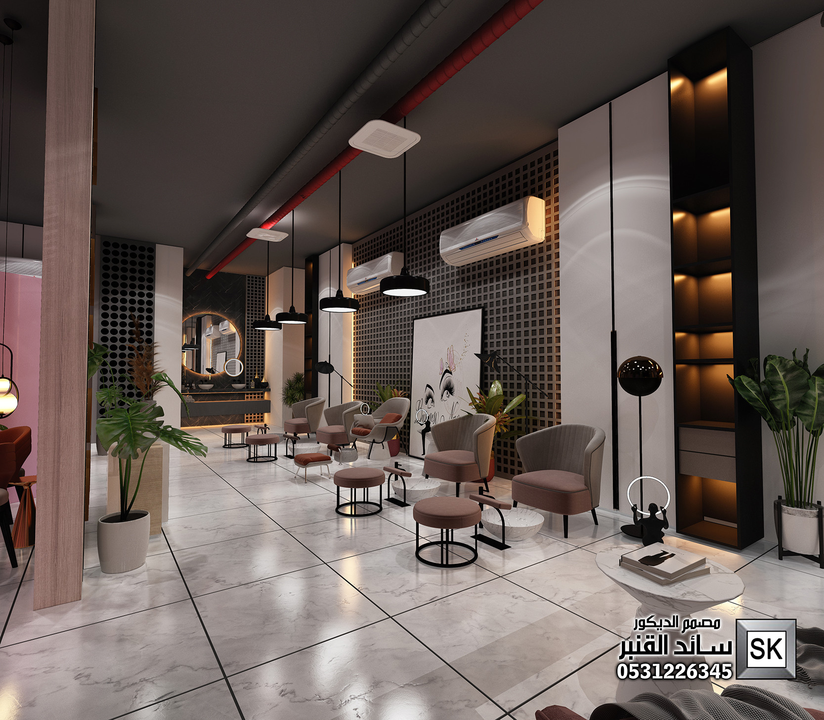 تصميم و تنفيذ صالونات تجميل و سبا و حمام مغربي في الرياض من أعمال مصمم الديكور سائد القنبر