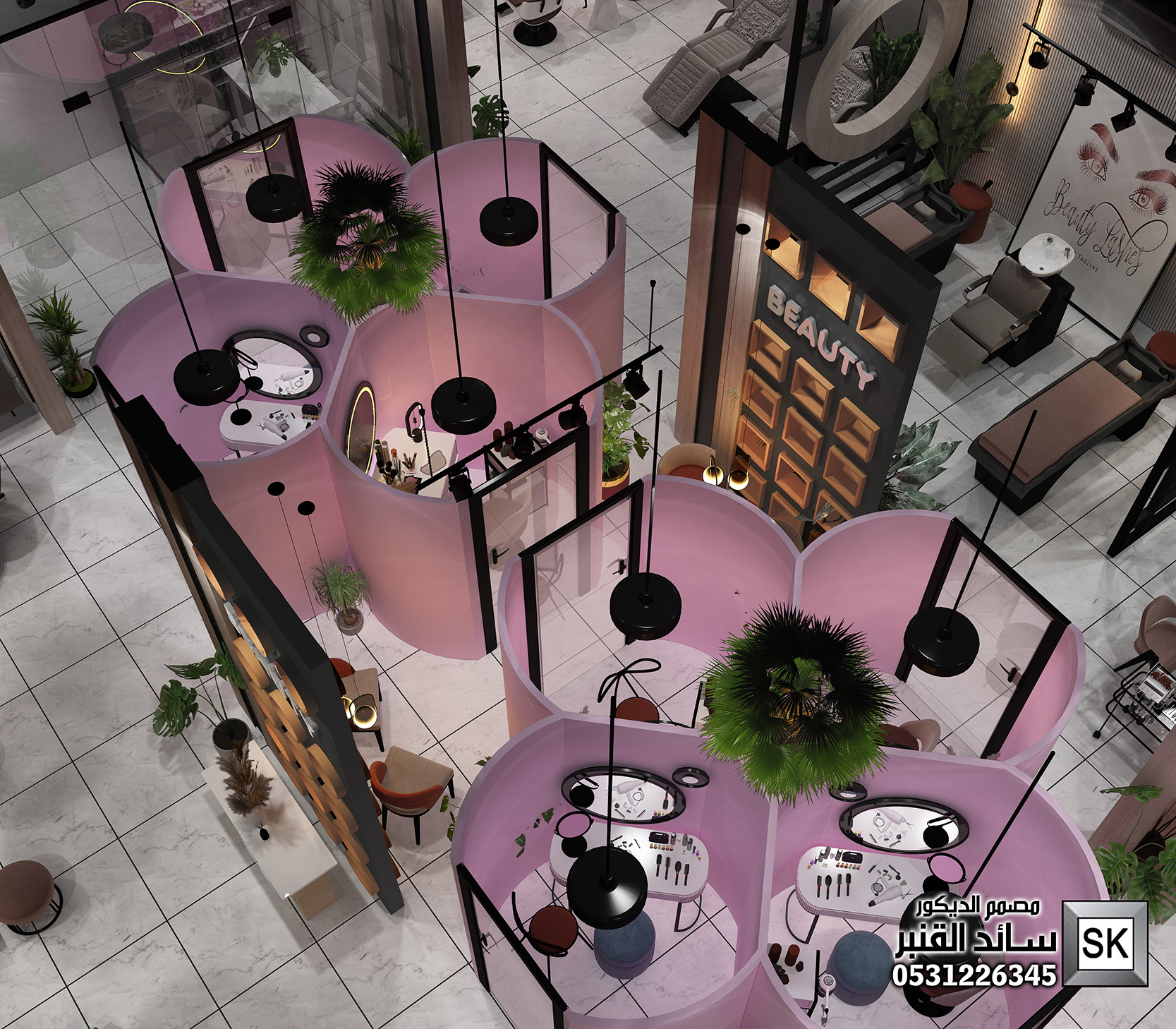 صالون تجميل فاخر في الرياض من أعمال مصمم الديكور سائد القنبر