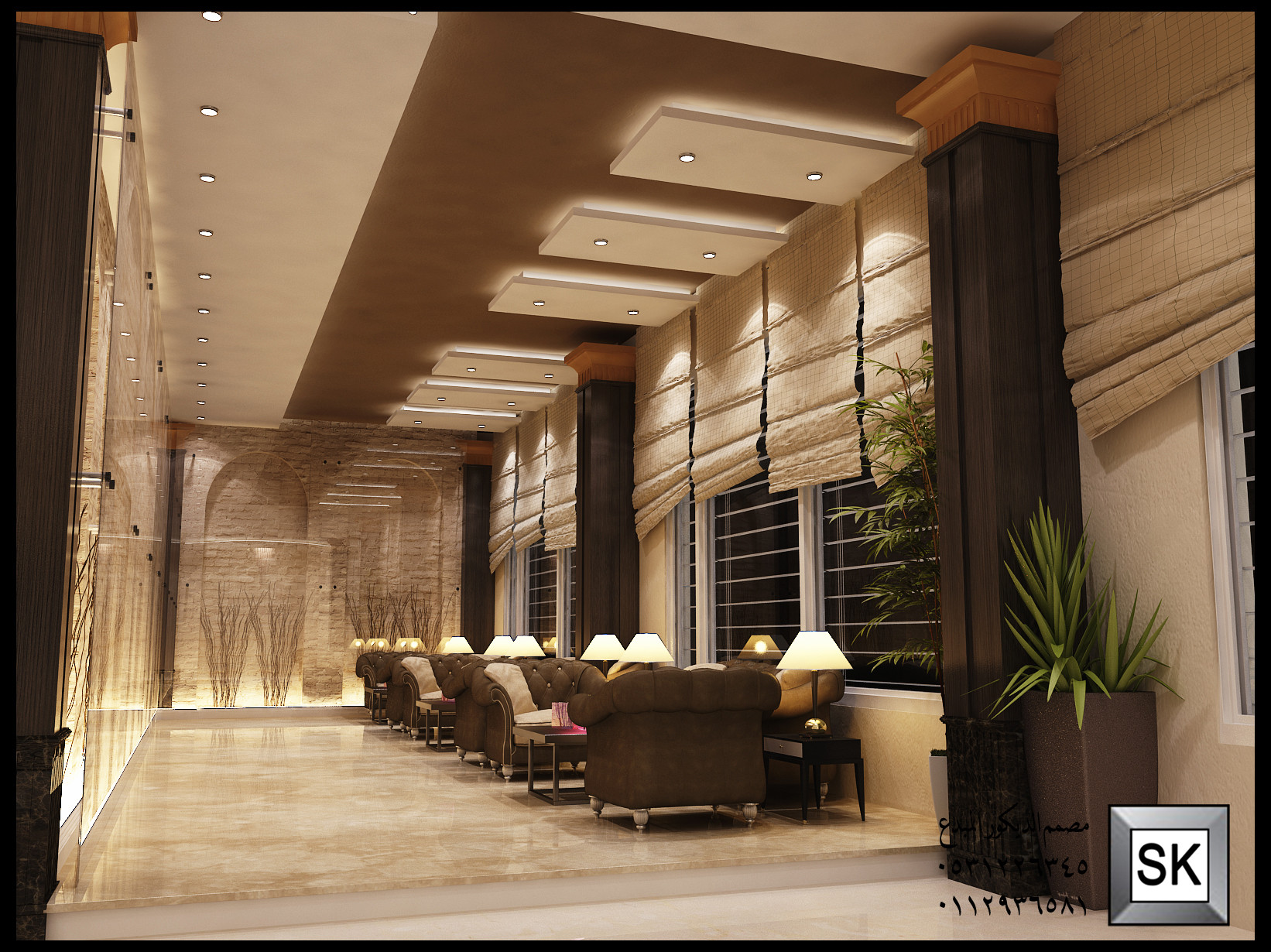 تصميم مدخل إستقبال فندقي فاخر في الرياض من أعمال مصمم الديكور سائد القنبر