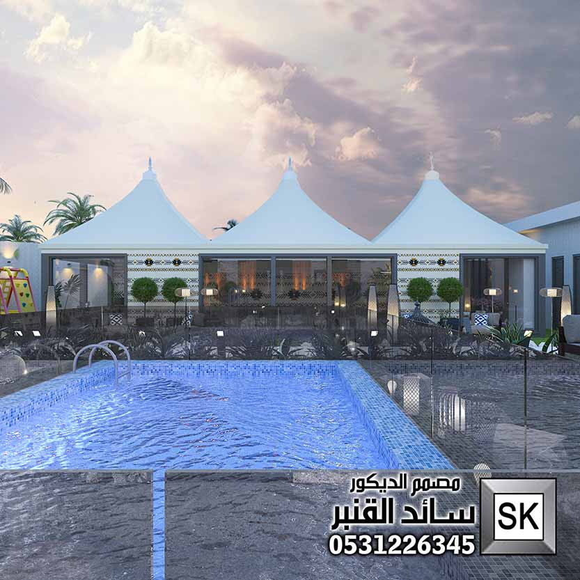 لاندسكيب شاليهات فخمة في الرياض من أعمال مصمم الديكور سائد القنبر