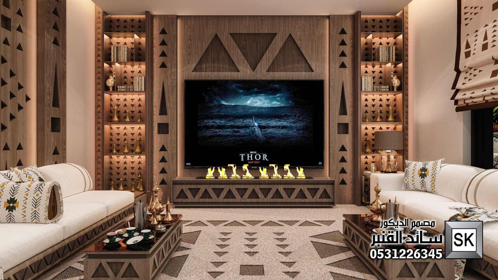 تصميم و تنفيذ مجالس نجدية فخمة في الرياض من أعمال مصمم الديكور سائد القنبر