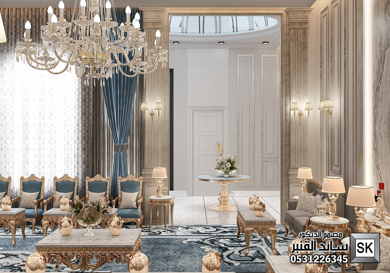 مجلس رجال كلاسيك فاخر في الرياض من أعمال مصمم الديكور سائد القنبر