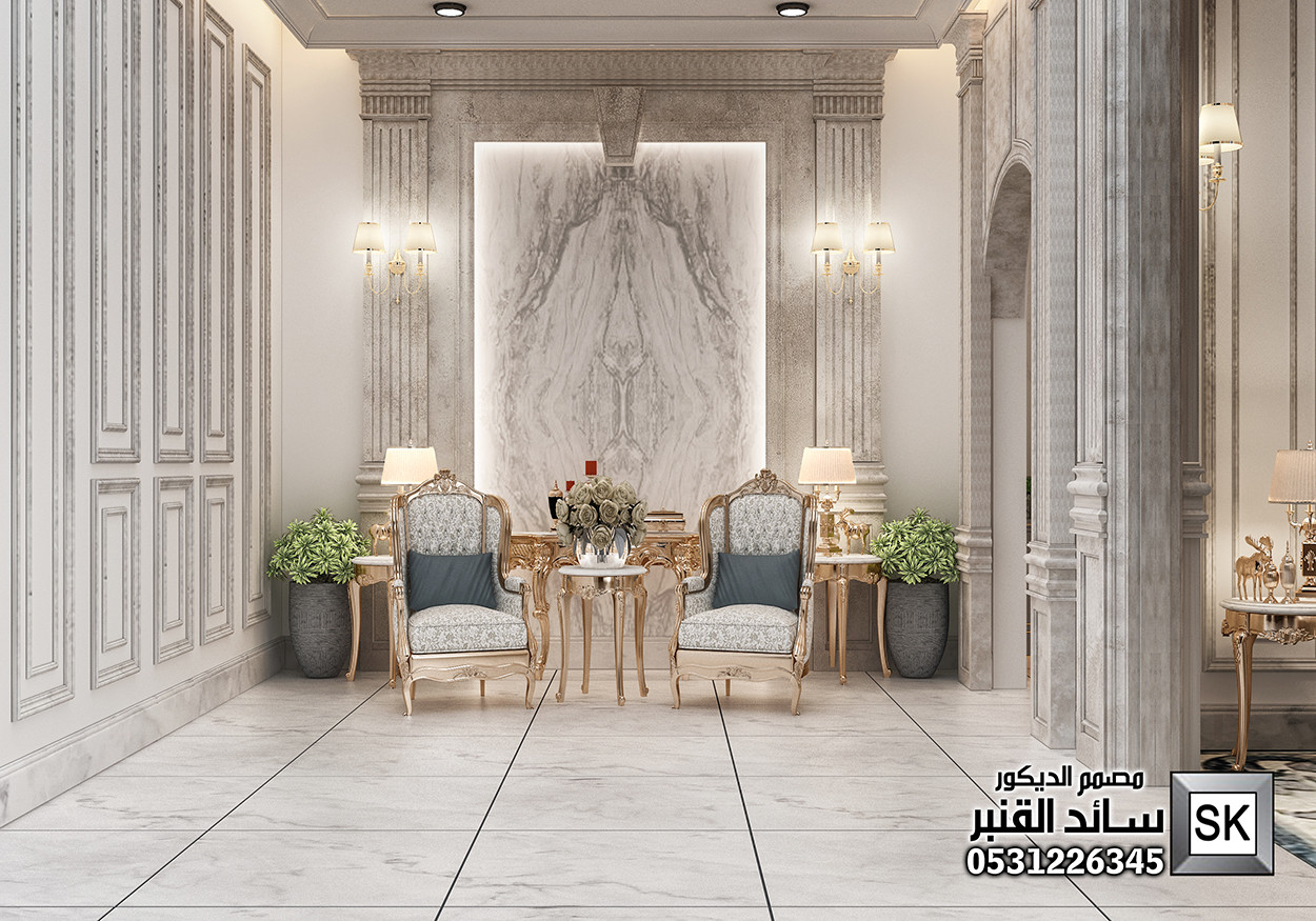 مجلس رجال كلاسيك فاخر في الرياض من أعمال مصمم الديكور سائد القنبر