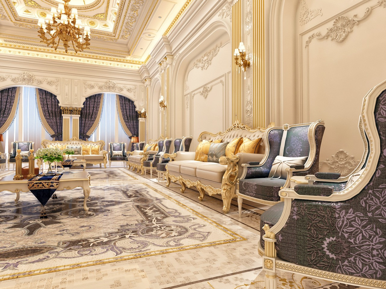 ديكور داخلي كلاسيك مجالس و صالات و غرف نوم في الرياض من أعمال مصمم الديكور سائد القنبر