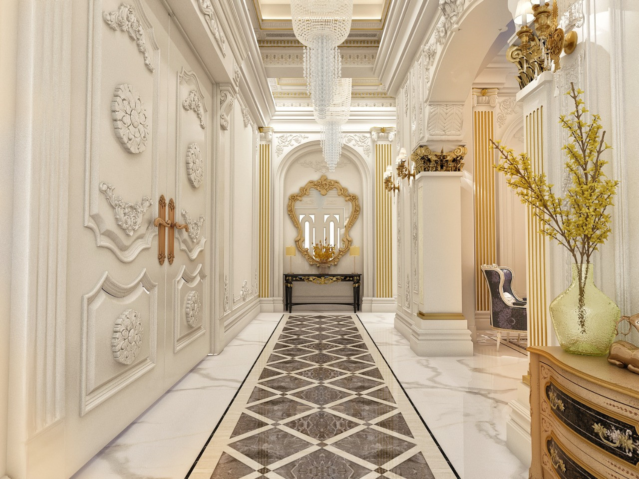 ديكور داخلي كلاسيك مجالس و صالات و غرف نوم في الرياض من أعمال مصمم الديكور سائد القنبر