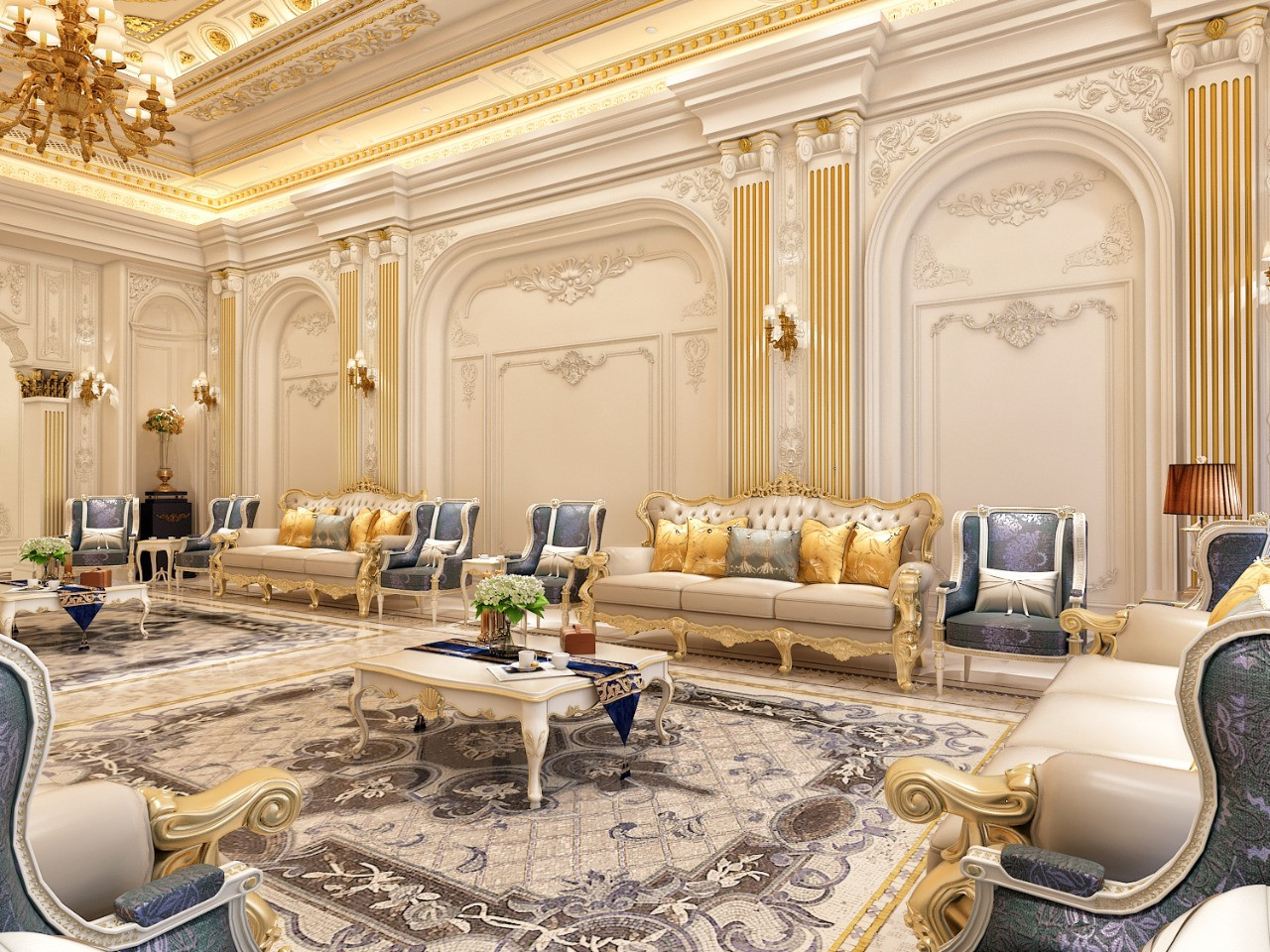 ديكور داخلي كلاسيك مجالس و صالات و غرف نوم في الرياض من أعمال مصمم الديكور سائد القنبر