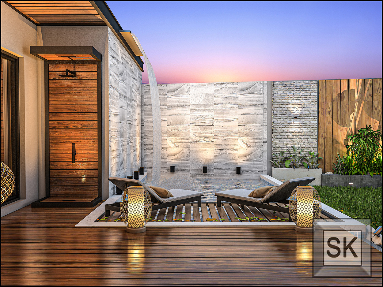 حديقة شاليه فاخر في الدمام من أعمال مصمم الديكور سائد القنبر