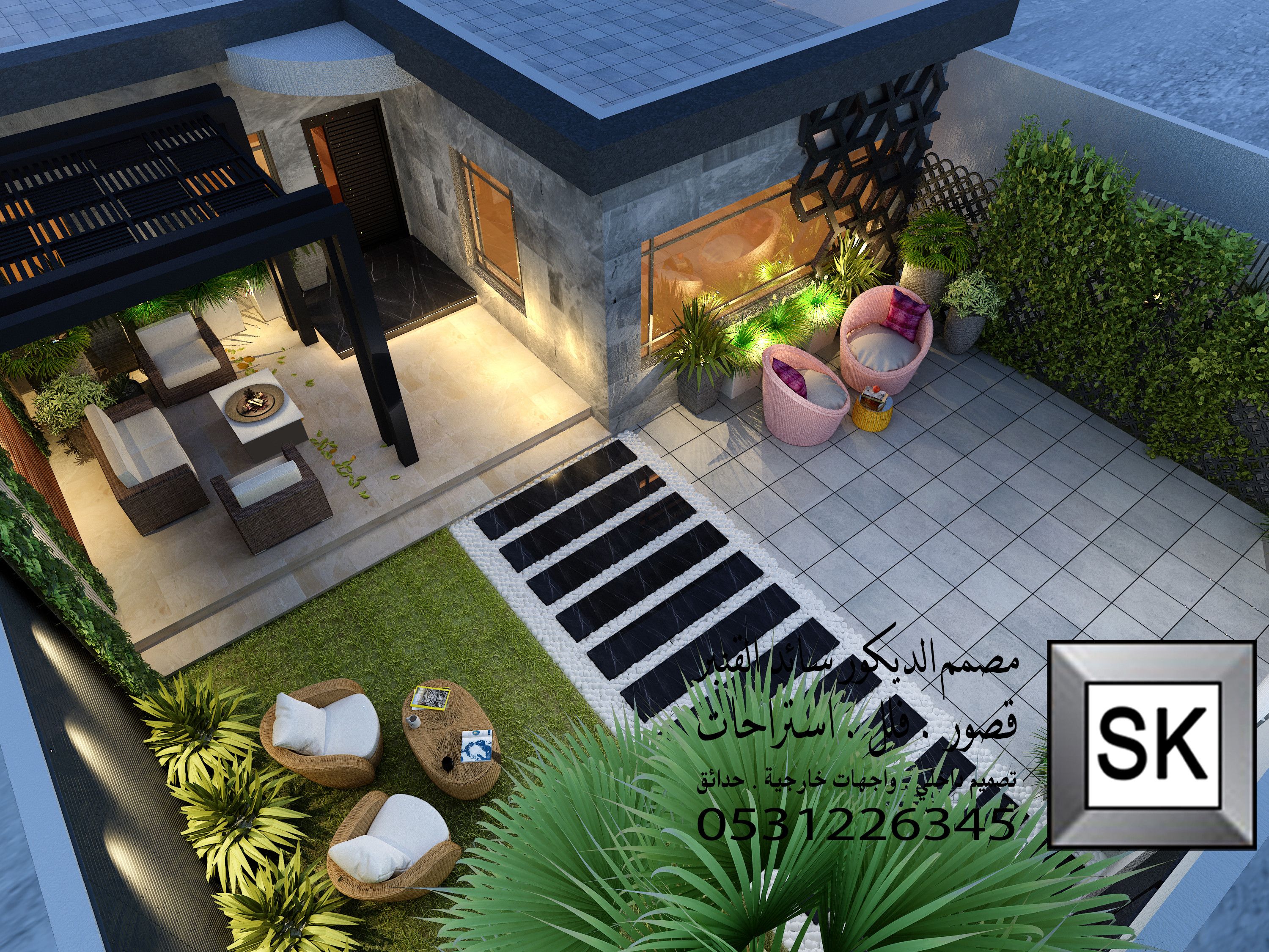 حديقة إستراحة فخمة في الرياض من أعمال مصمم الديكور سائد القنبر