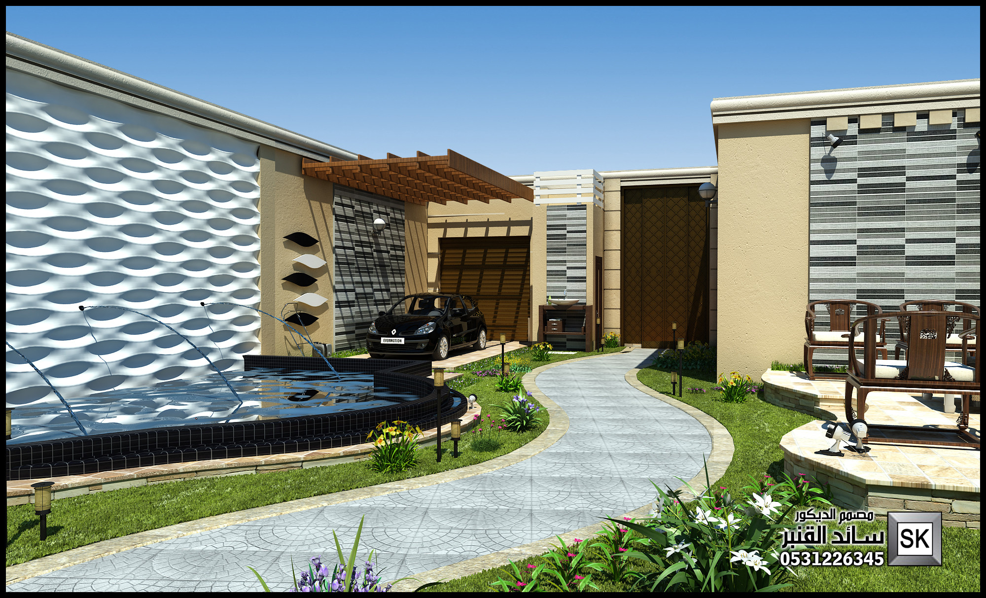 أستراحة فخمة في الرياض من أعمال مصمم الحدائق سائد القنبر