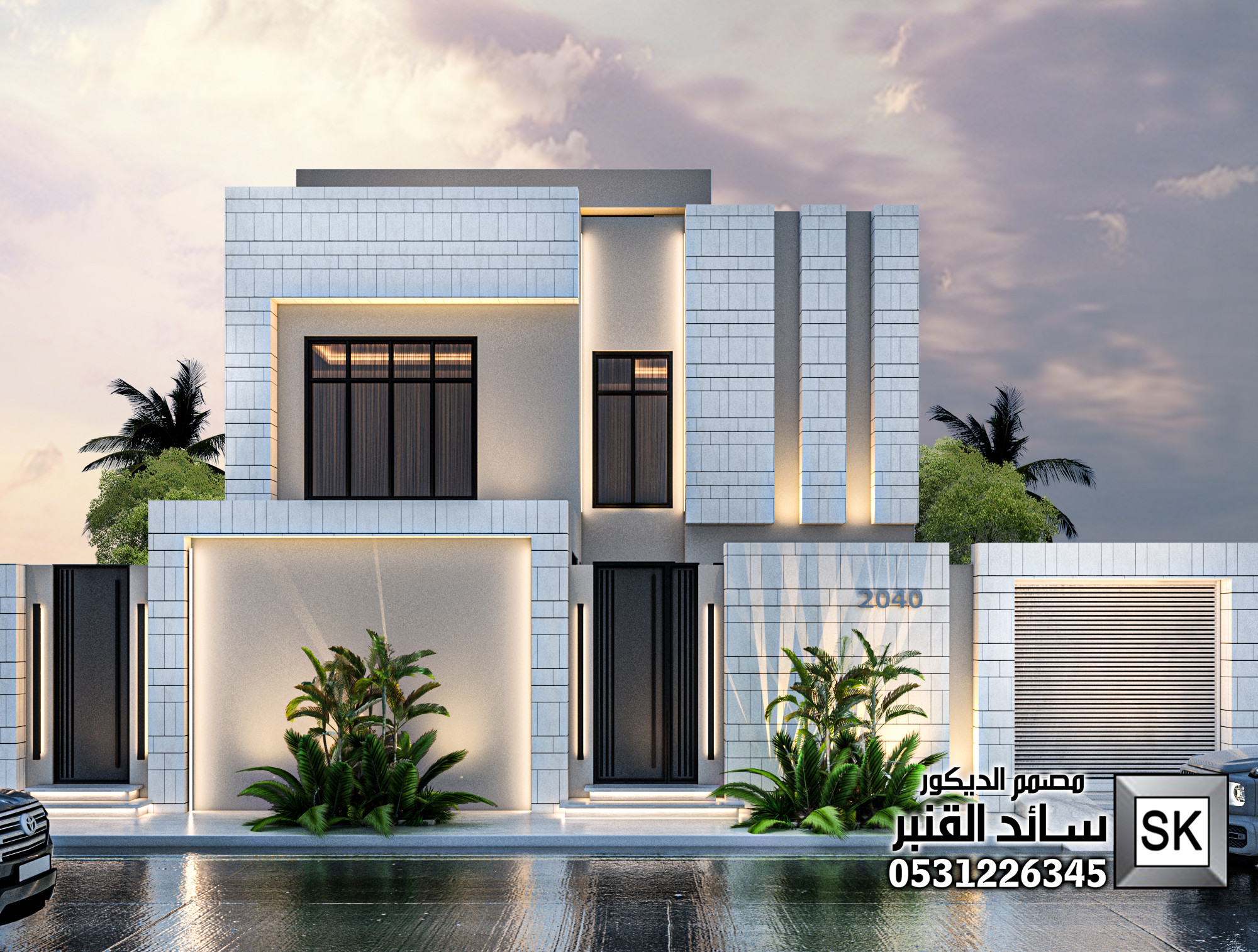 واجهة فيلا مودرن في عنيزة من أعمال مصمم الديكور سائد القنبر