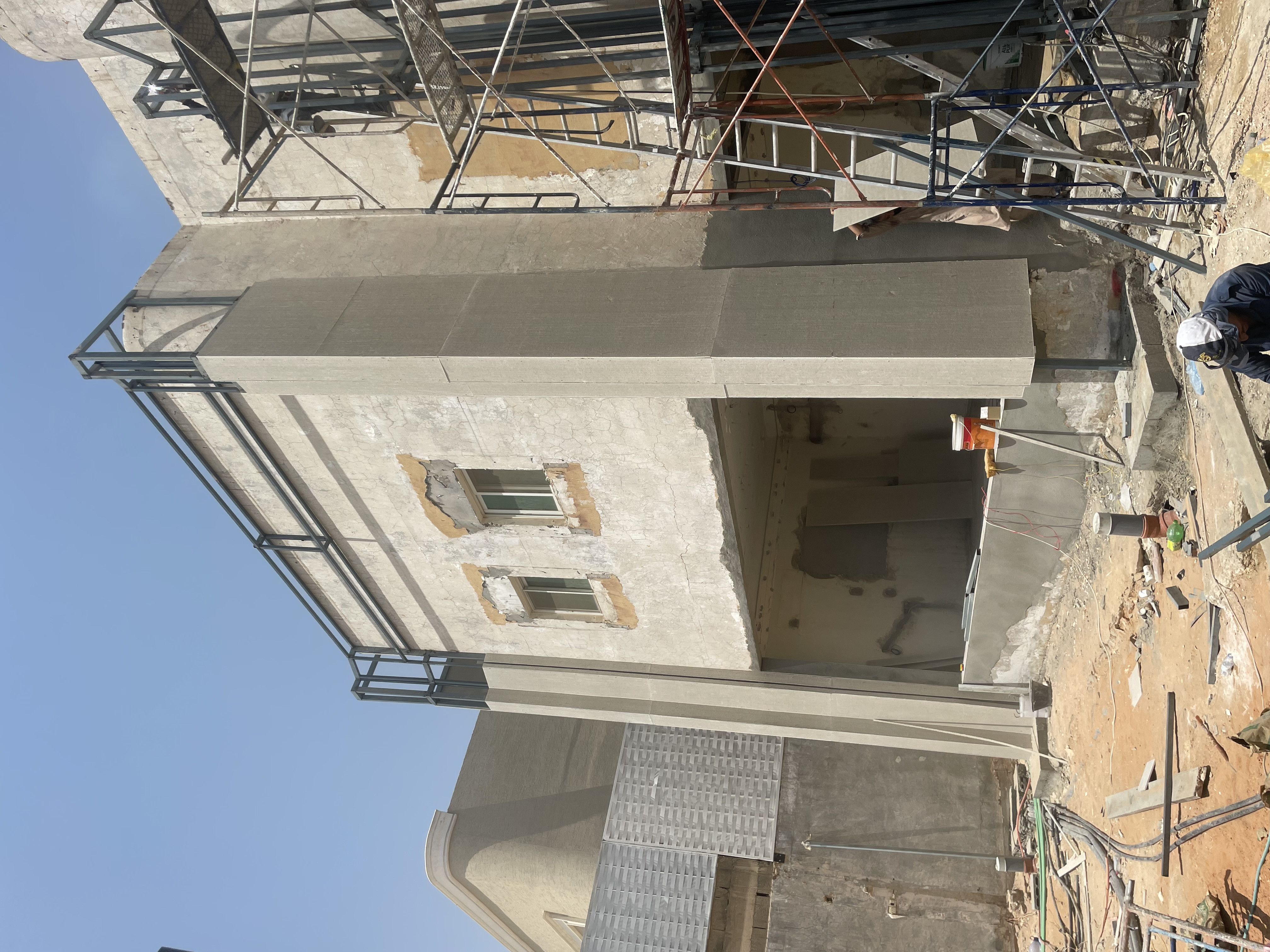 ترميم واجهات فلل تكسيات رخام ترفنتينو و بروفايل عسيب و إسمنت بورد في الرياض 0531226345