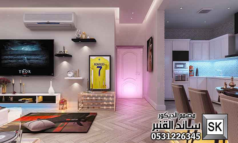 تصميم و تشطيب صالة عائلية بطراز إنتقائي فاخر في الرياض 0531226345