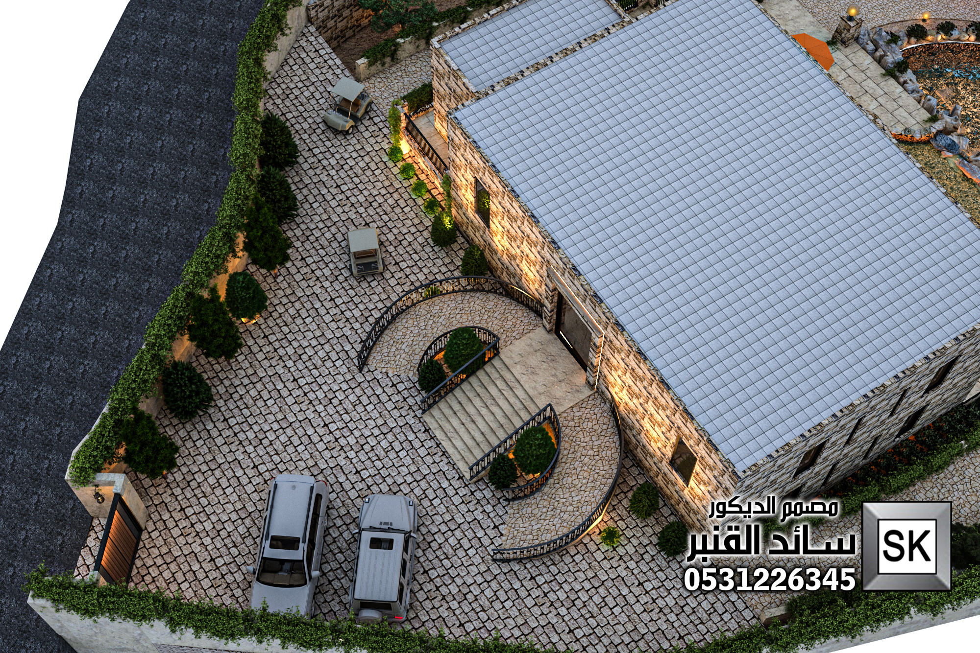 تصميم و تشطيب لاندسكيب مزرعة في الطائف 0531226345