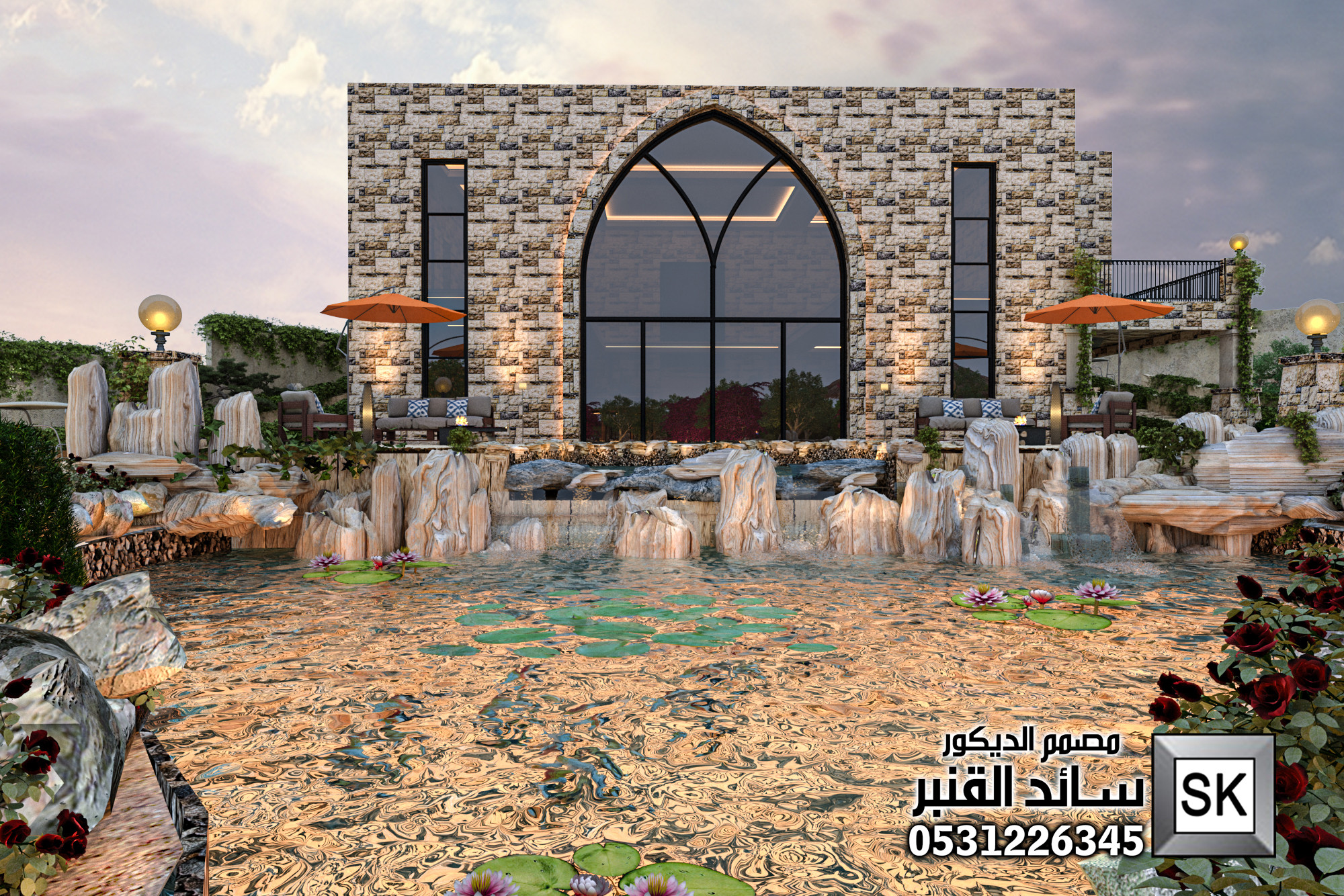 تصميم و تشطيب لاندسكيب مزرعة في الطائف 0531226345