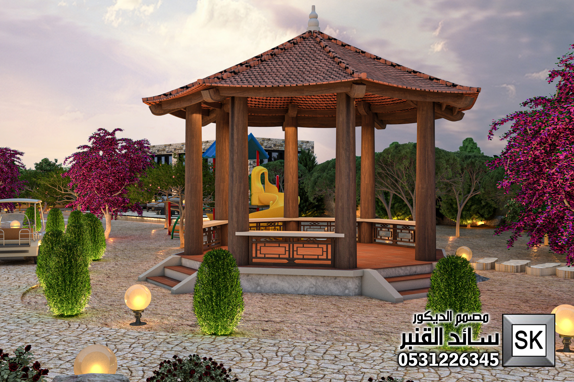 تصميم و تشطيب لاندسكيب مزرعة في الطائف 0531226345