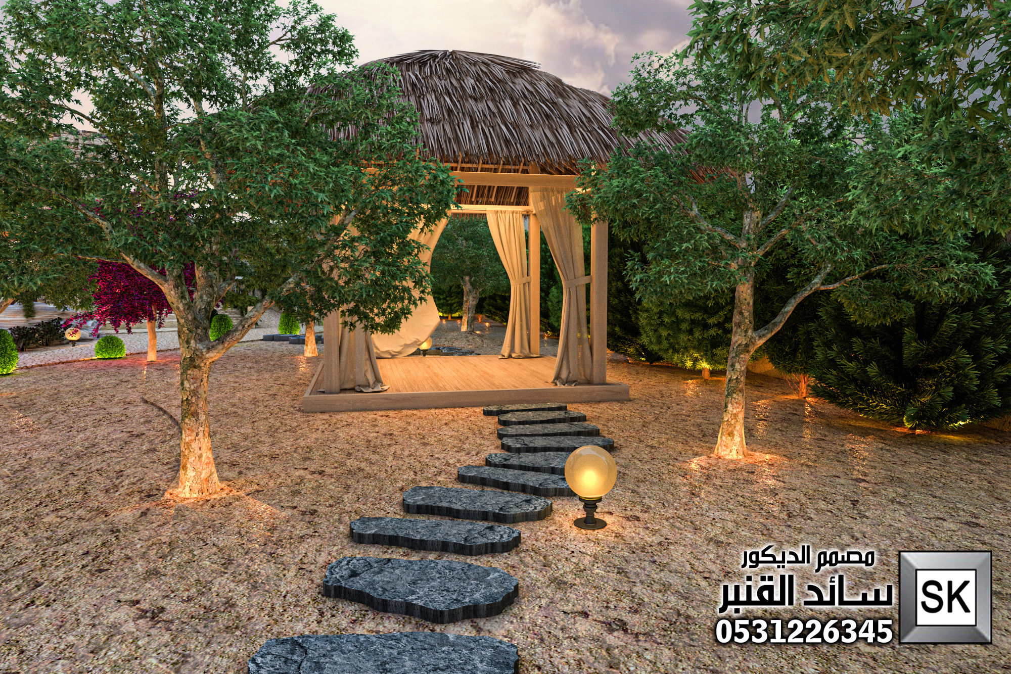 تصميم و تشطيب لاندسكيب مزرعة في الطائف 0531226345