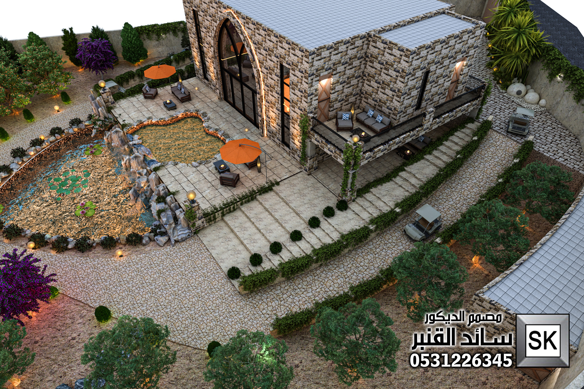 تصميم و تشطيب لاندسكيب مزرعة في الطائف 0531226345